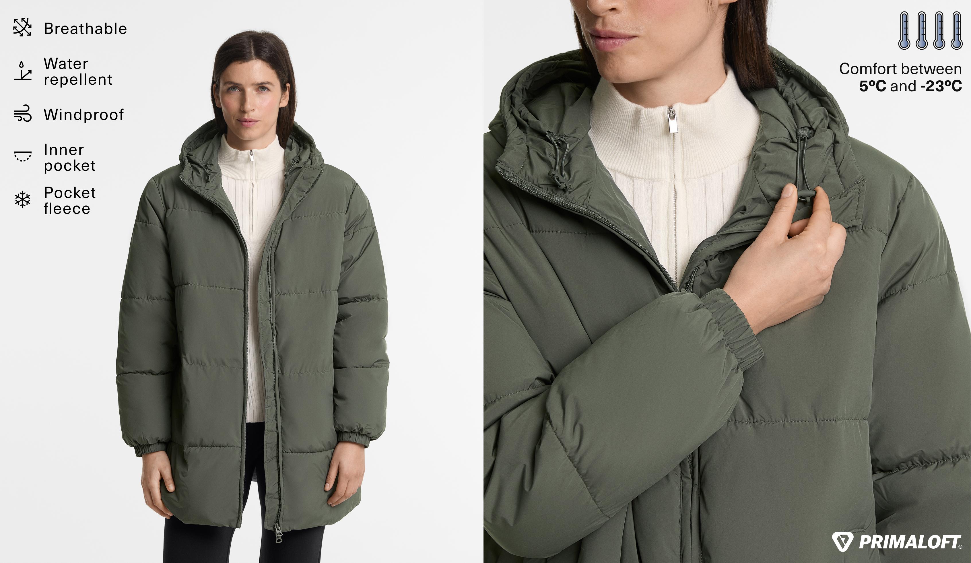 Chamarra midi acolchonada Primaloft® repelente al agua - Rebajas