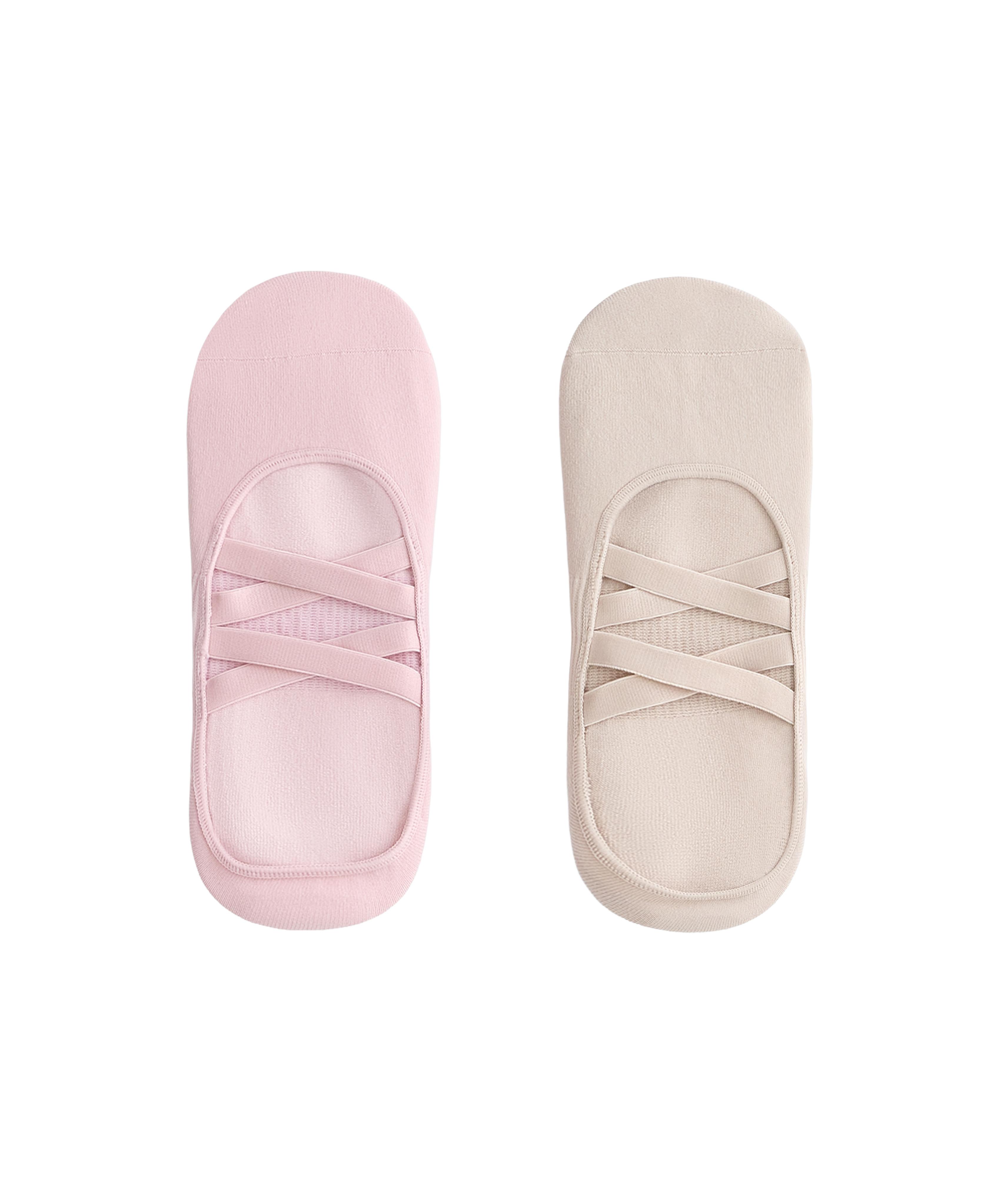 2 pairs of polyamide blend invisible yoga and Pilates socks with double straps — PALE PINK