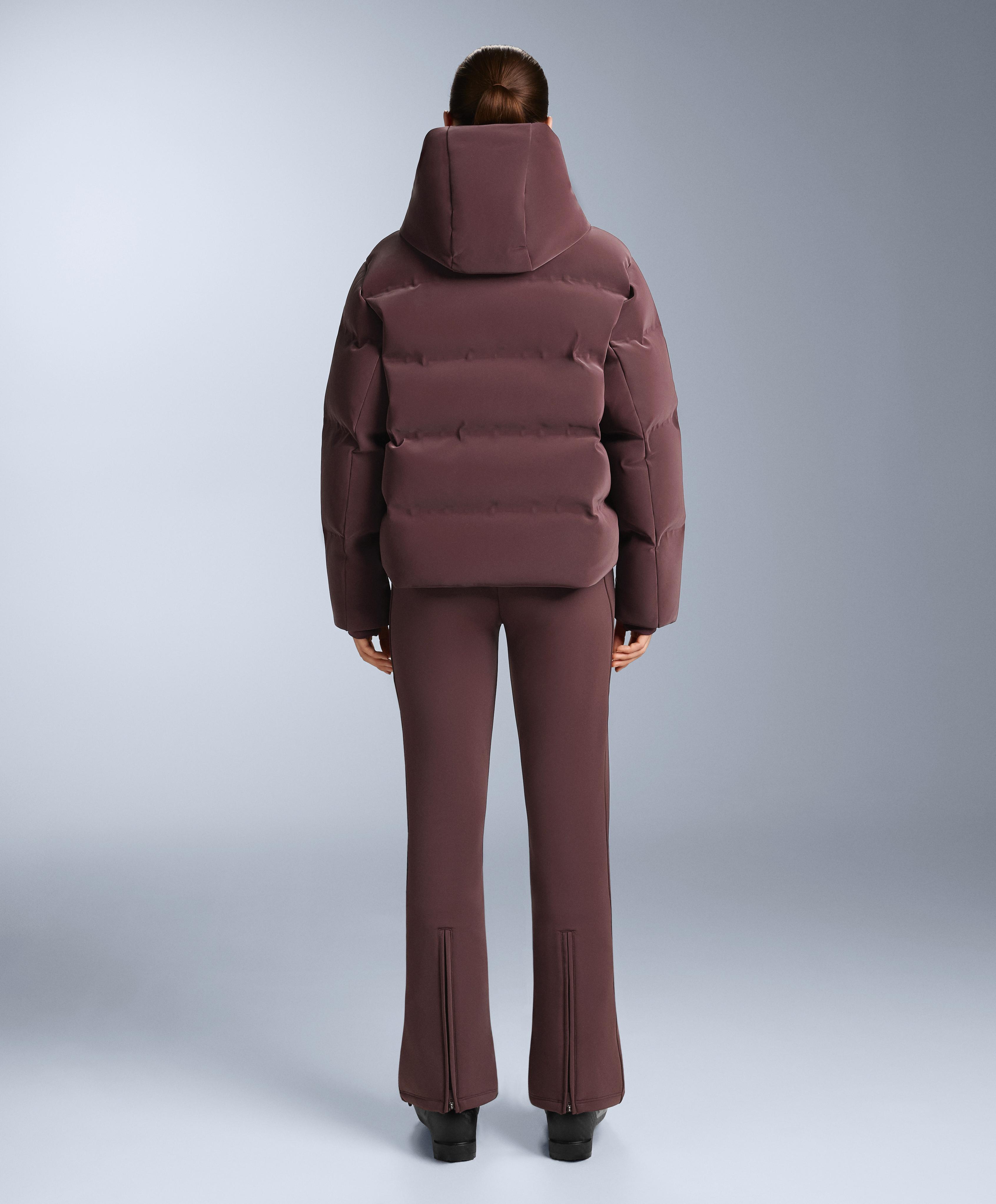 Satin padded jacket 80% down and 20% feather MINARDI PIUME SKI water-resistant — DARK WINE RED