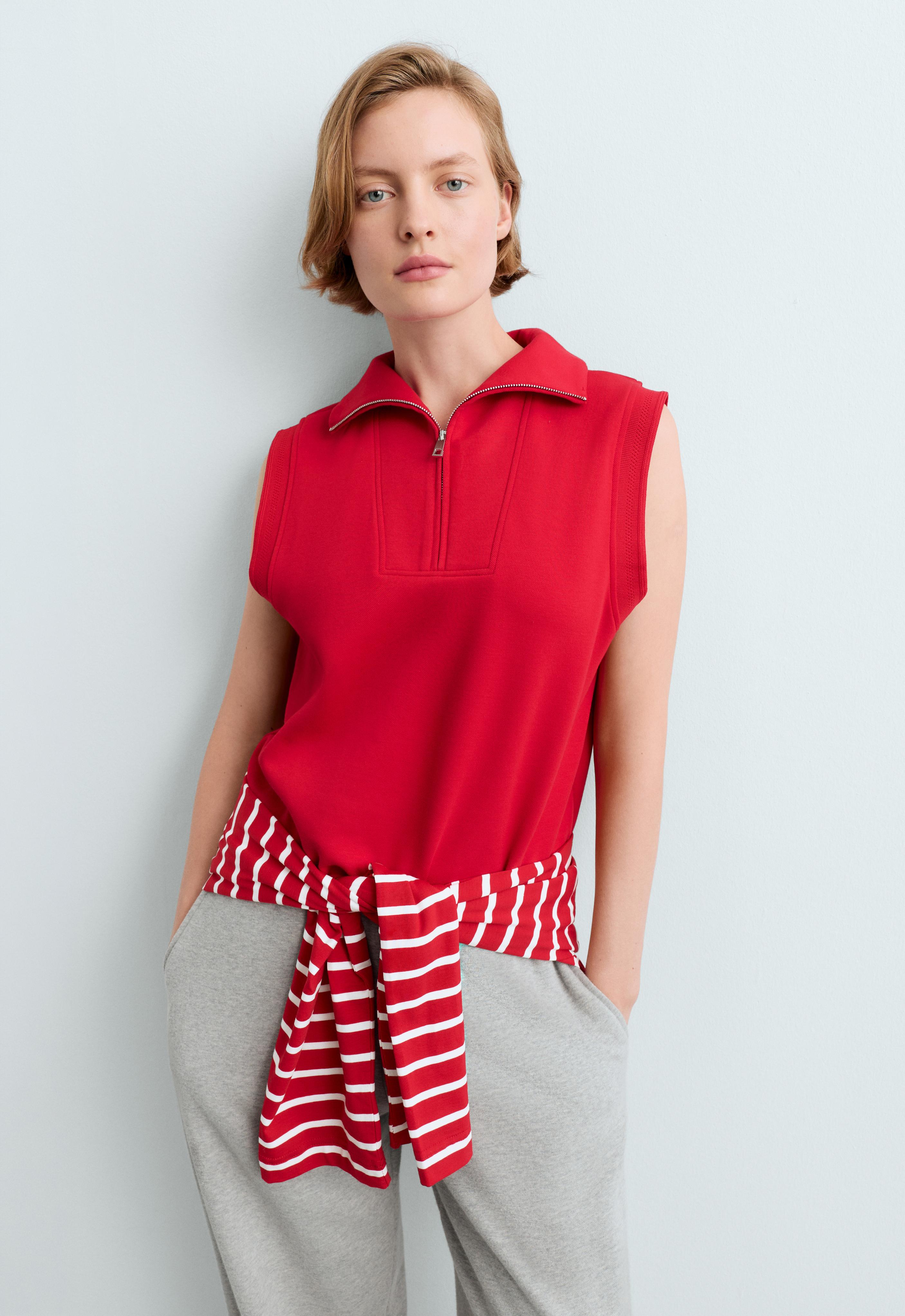 Cotton piqué sleeveless vest - Sale Cotton piqué sleeveless vest - Sale