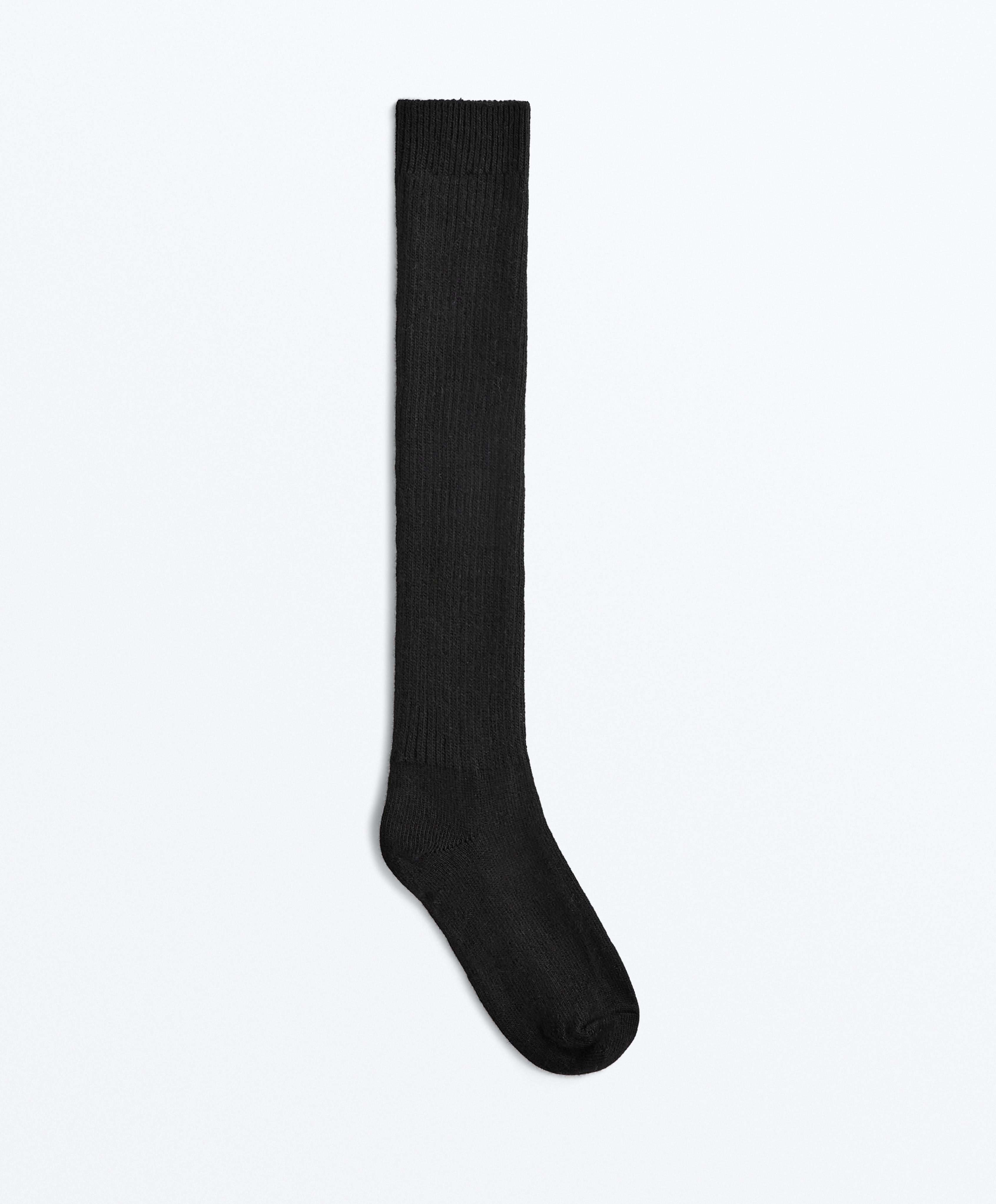 18% cashmere 13% wool long socks — BLACK