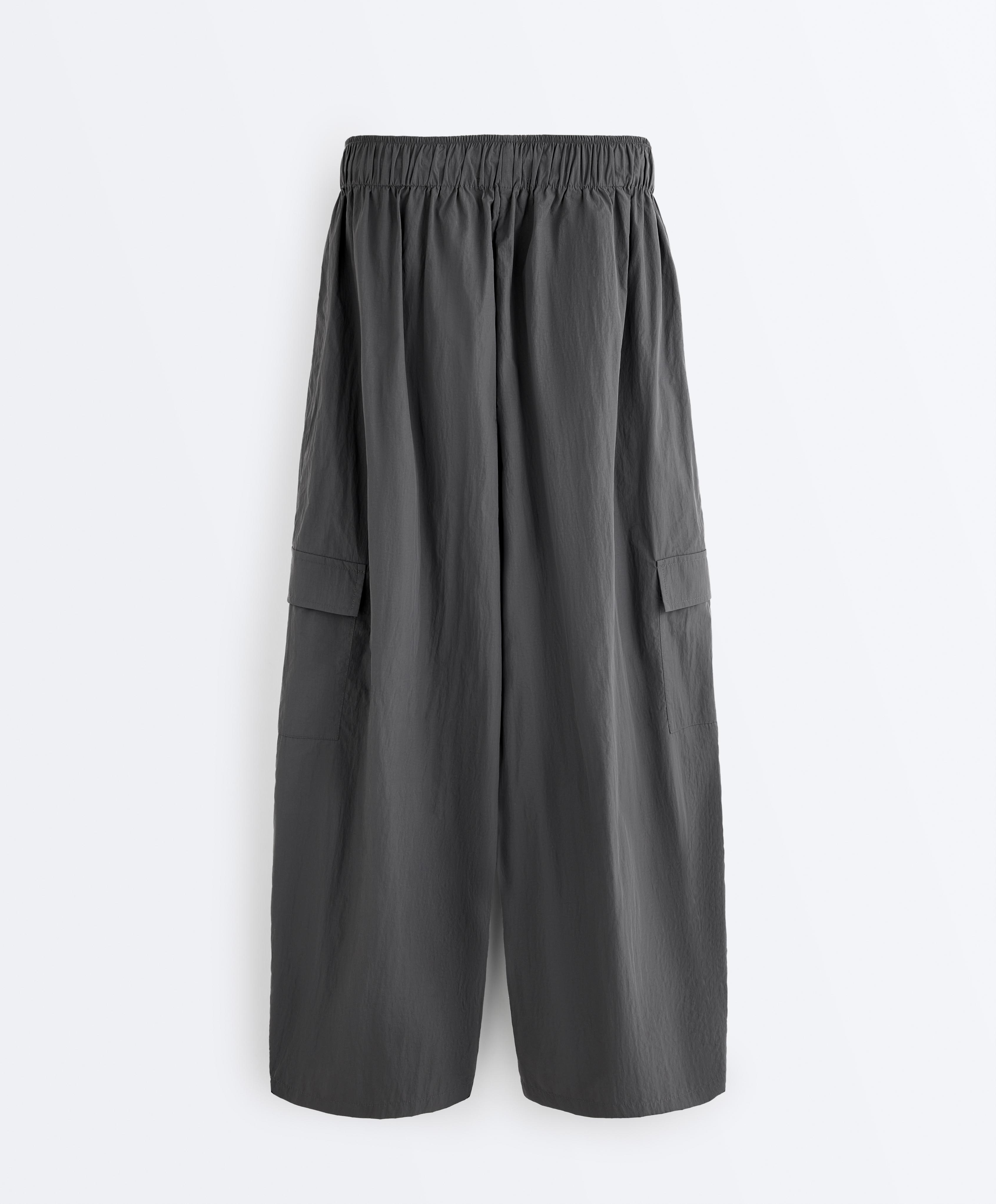 Water-repellent nylon cargo trousers — ASPHALT GREY