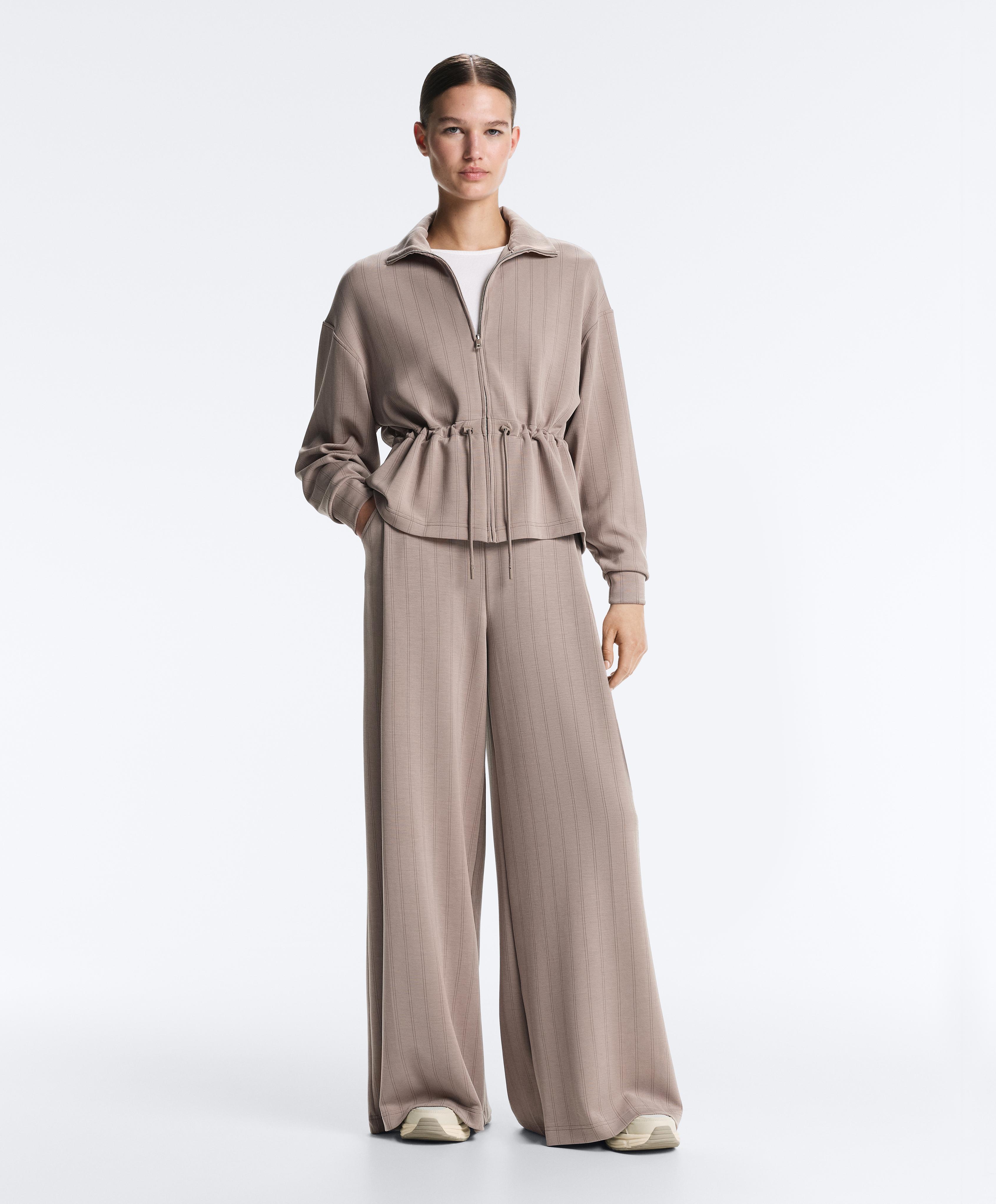 Pantalon large à rayures en modal au toucher doux Pantalon large à rayures en modal au toucher doux