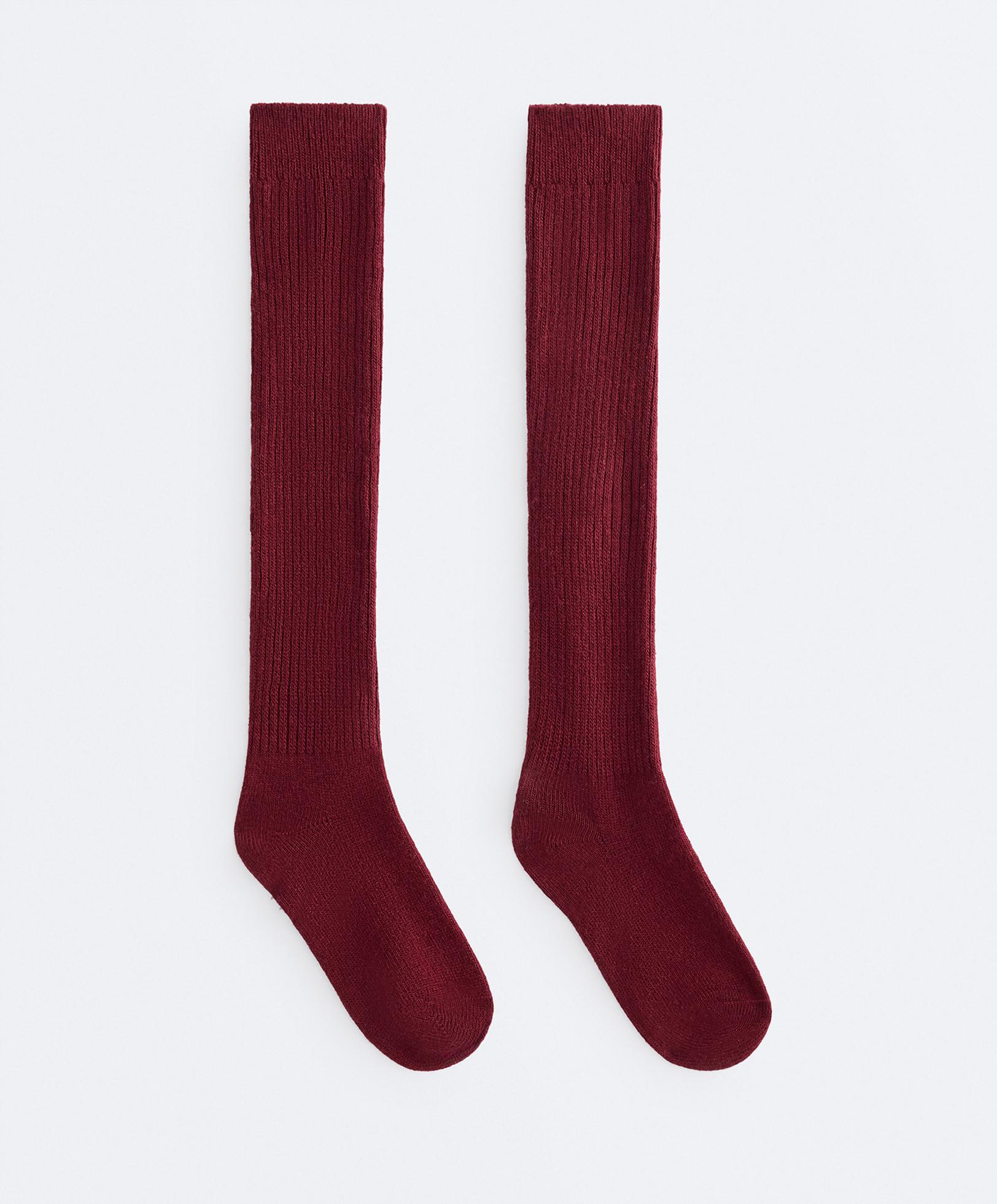 18% cashmere 13% wool long socks — CHERRY