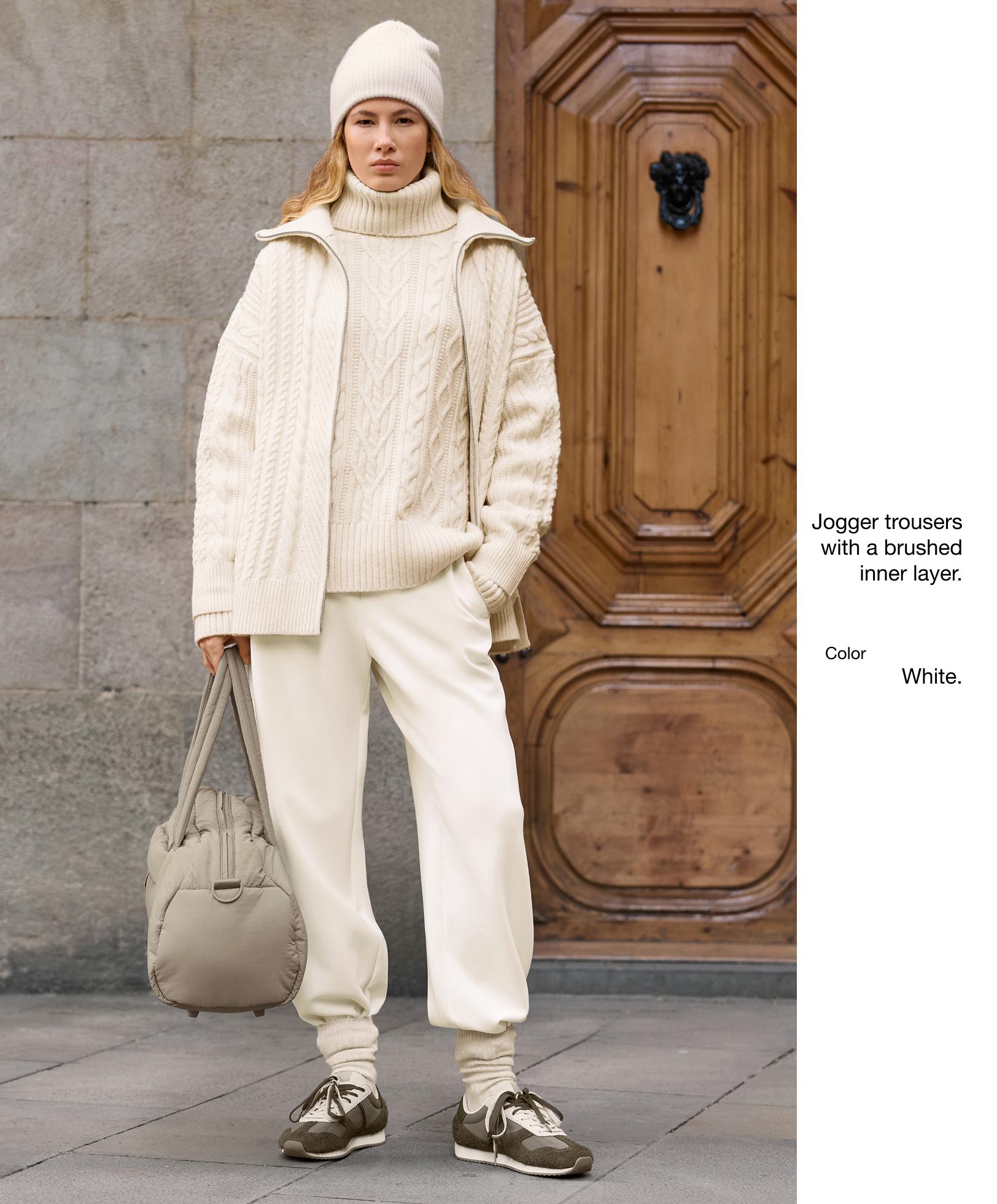 Brushed modal joggers — ECRU