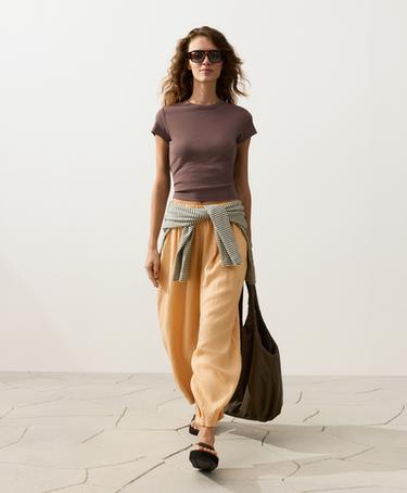 100% linen balloon trousers — BURNT YELLOW 6