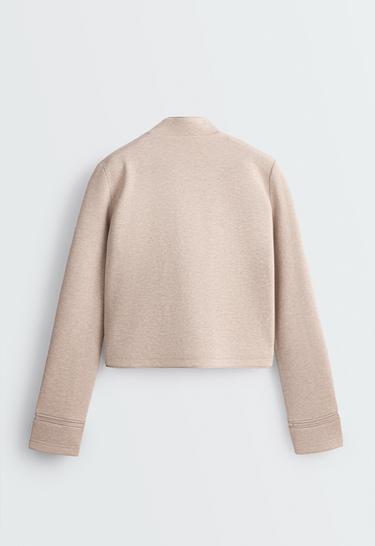 Tuxedo collar cotton jacket — SOFT MINK 8