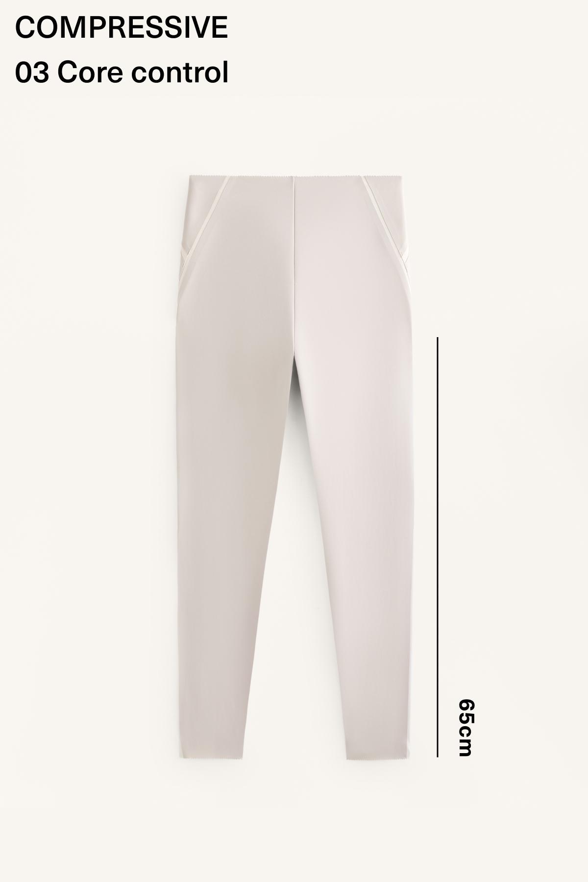 High-rise Compressive reflective core control ankle-length leggings — TAUPE
