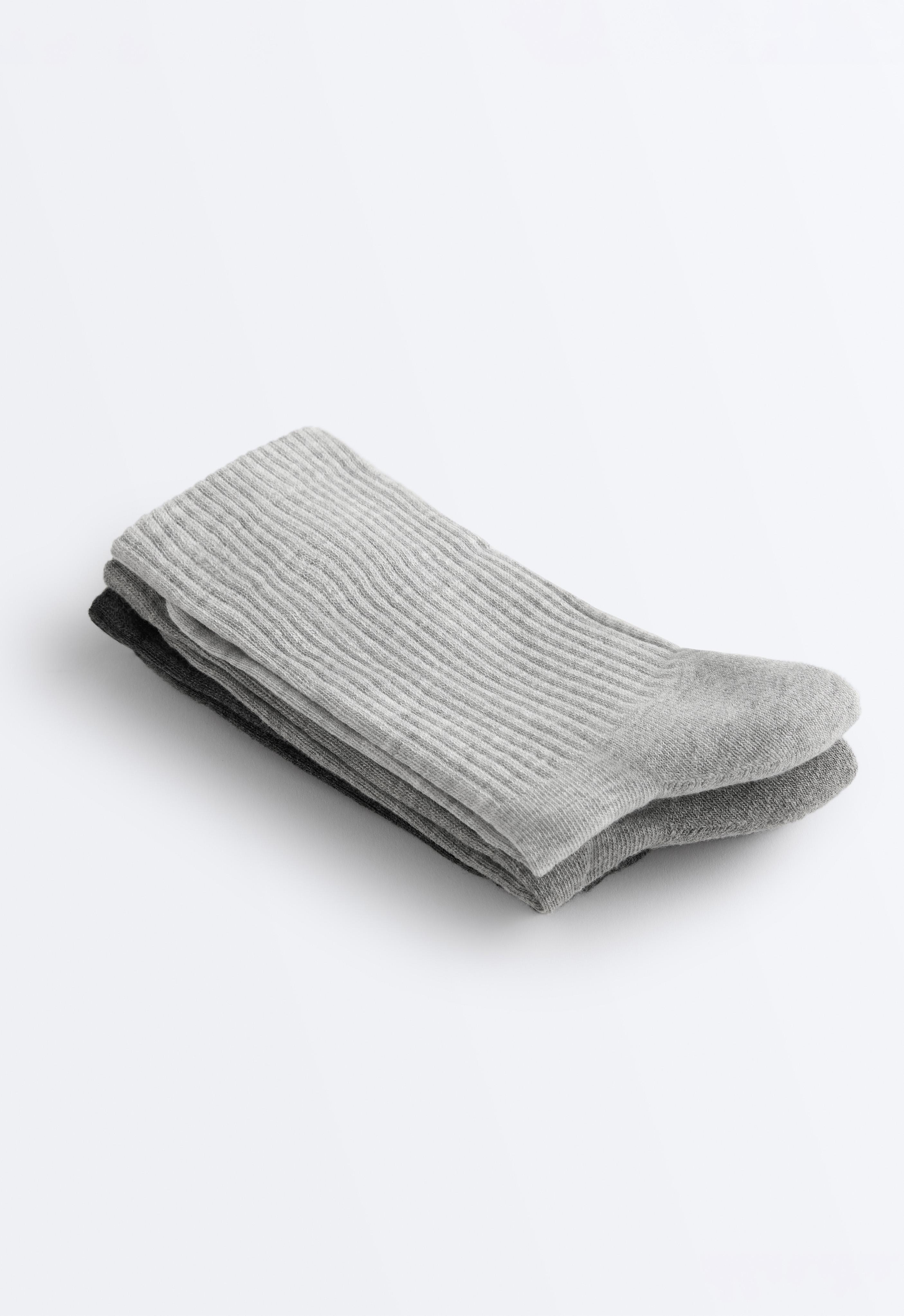 3 pairs of cotton blend classic sports socks — PALE GREY MELANGE