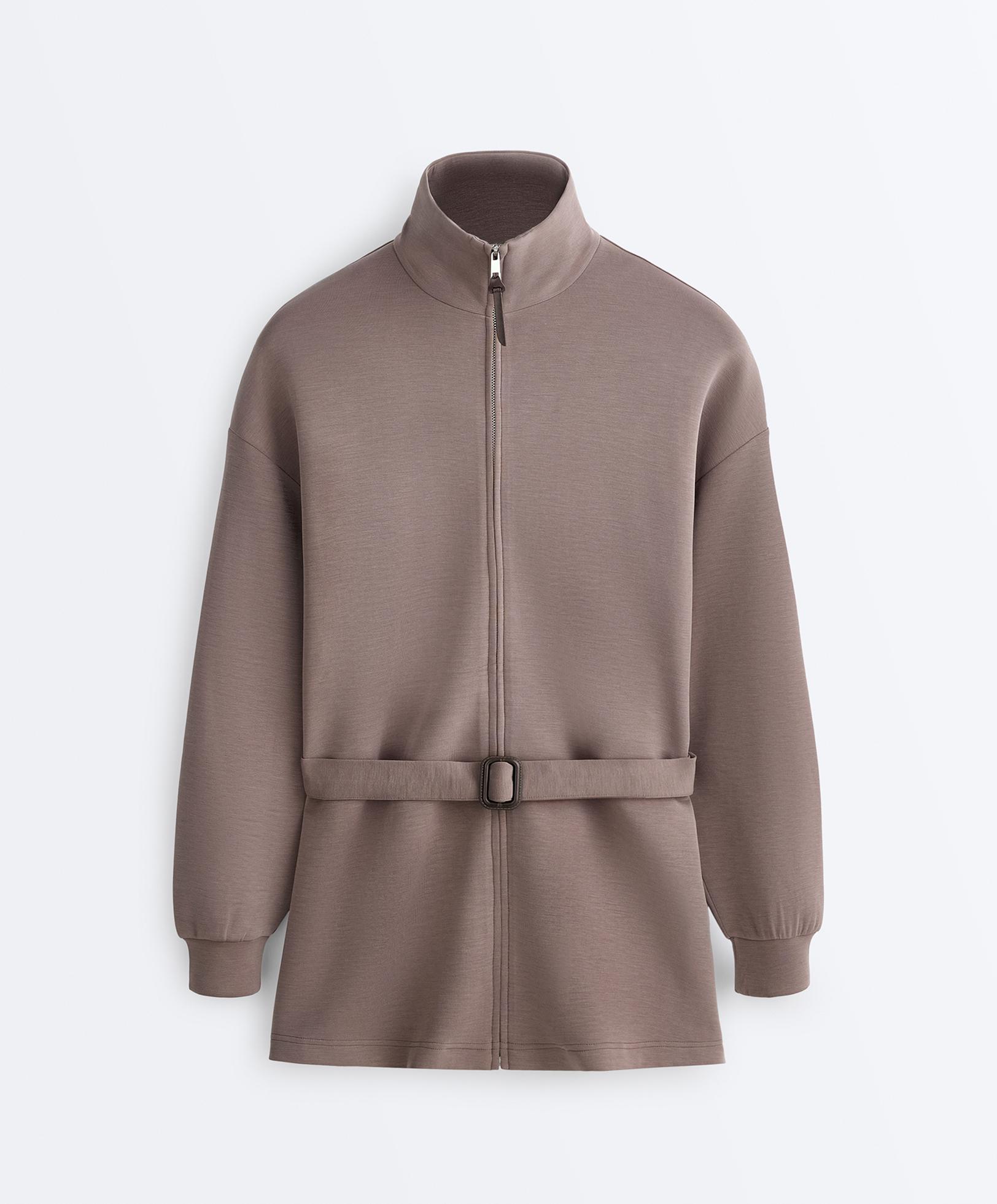 Long corset jacket with soft-touch modal belt | OYSHO United
