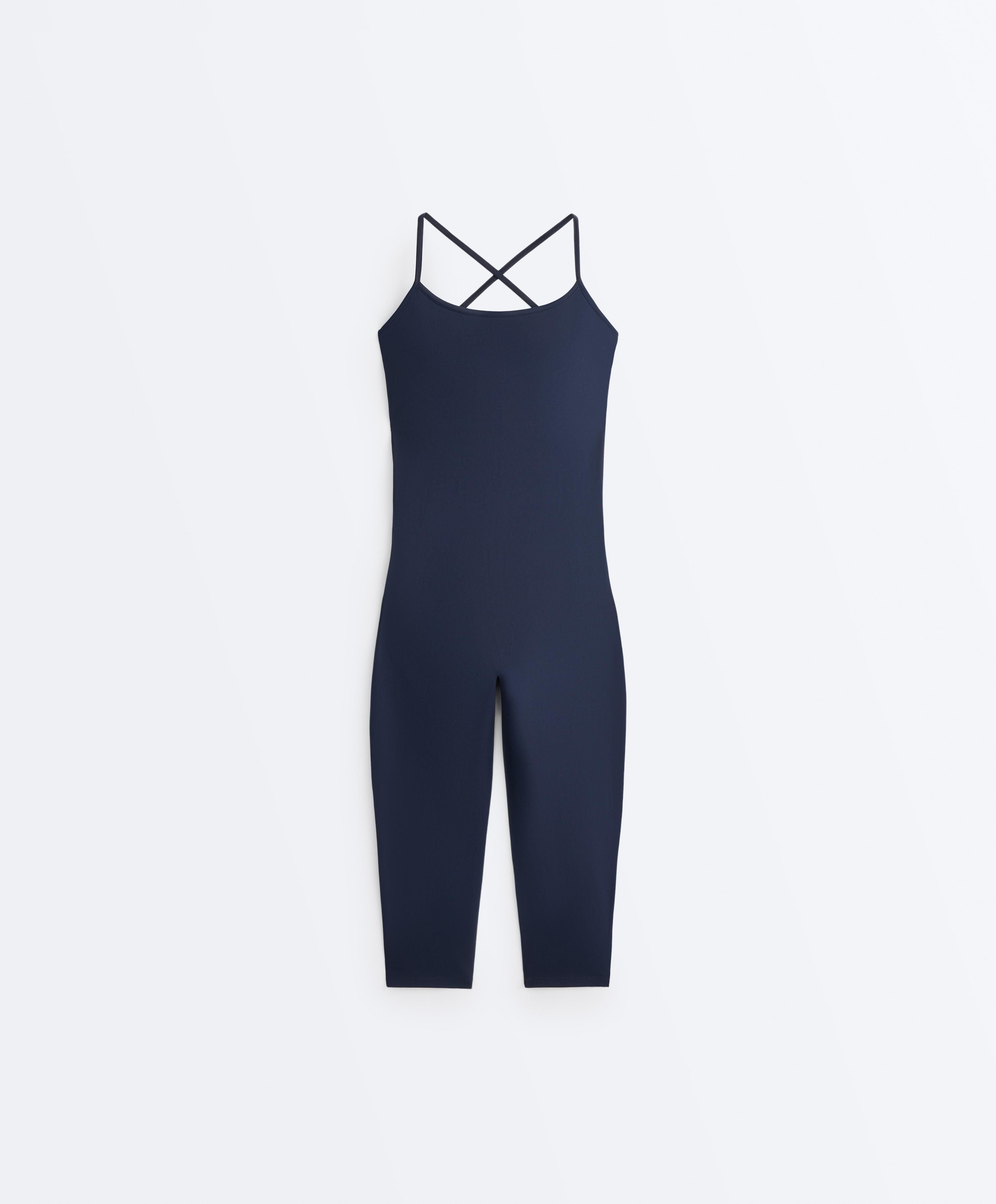 Crossover back Comfortlux capri jumpsuit — NAVY BLUE