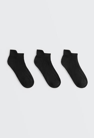 3 pairs of tab polyamide blend sports sneaker socks — BLACK 1