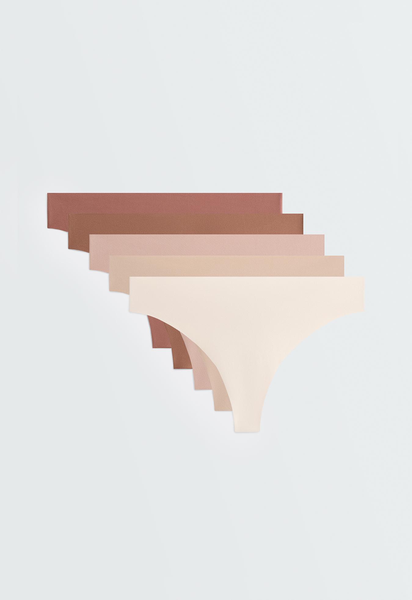 5 invisible polyamide blend PANTONE™ thongs — BEIGE
