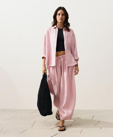 100% linen relaxed shirt — DUSTY PINK 5