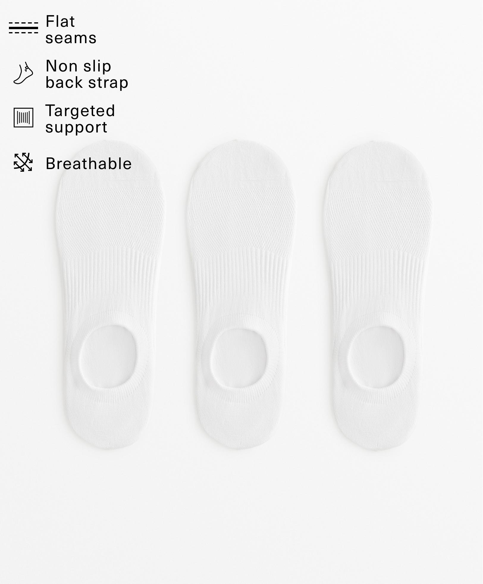 3 pairs of high cut cotton blend invisible sports socks