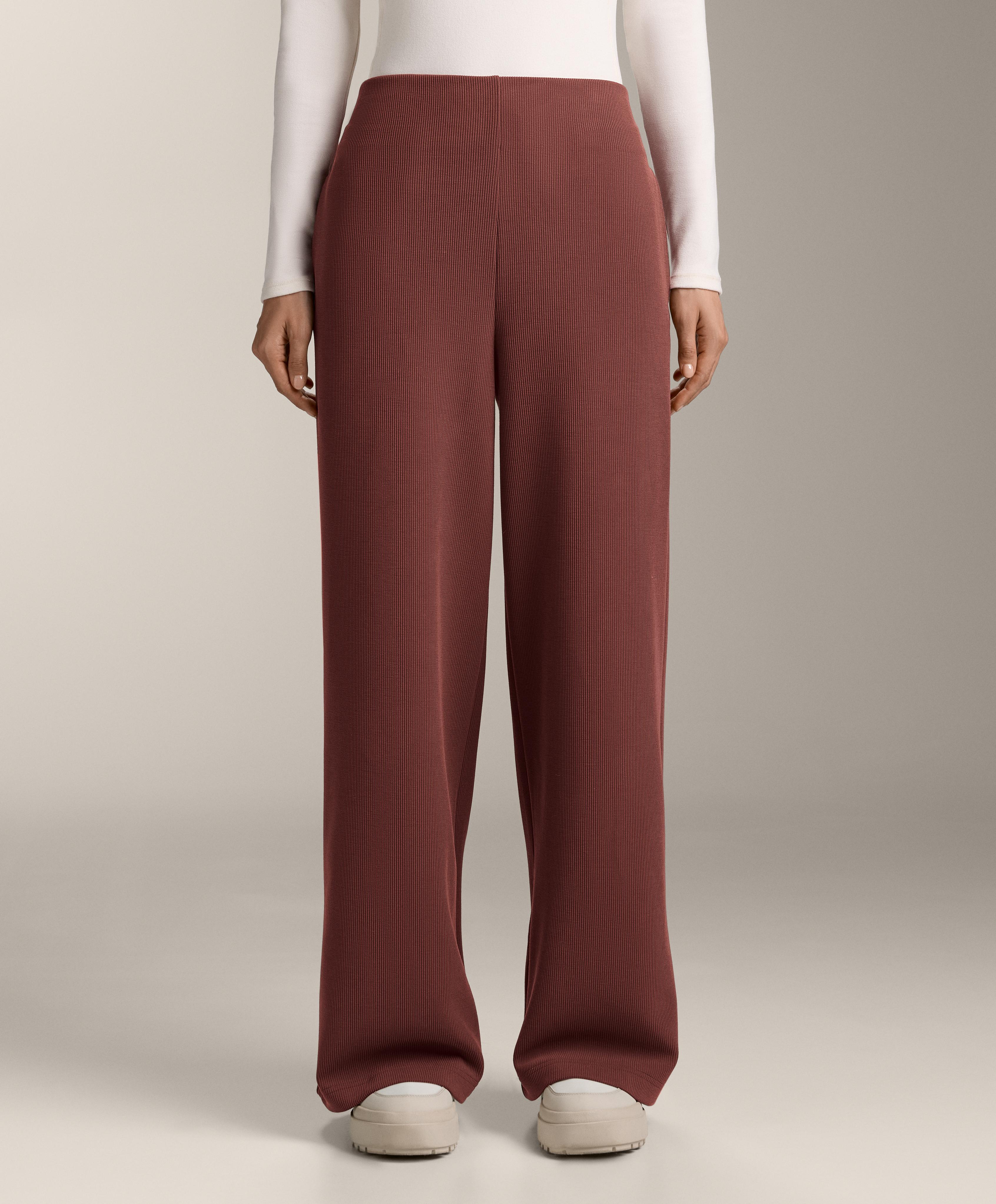 High rise rib trousers with soft touch modal