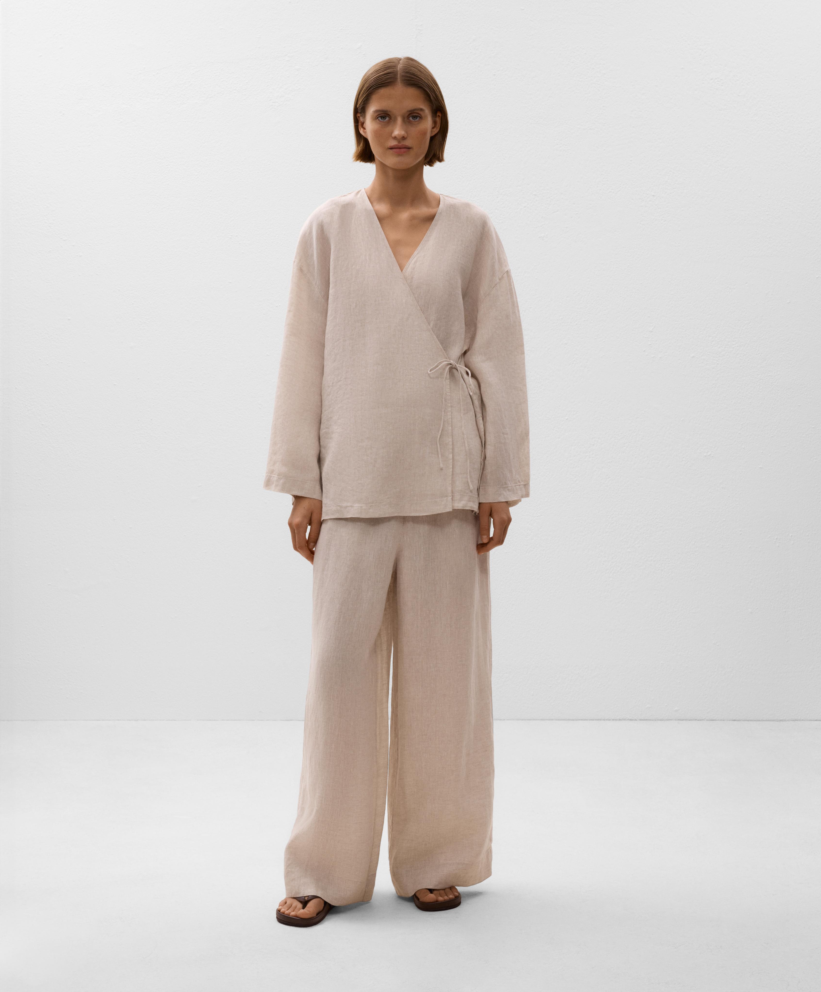 Chemisier kimono à nouer 100 % lin Chemisier kimono à nouer 100 % lin