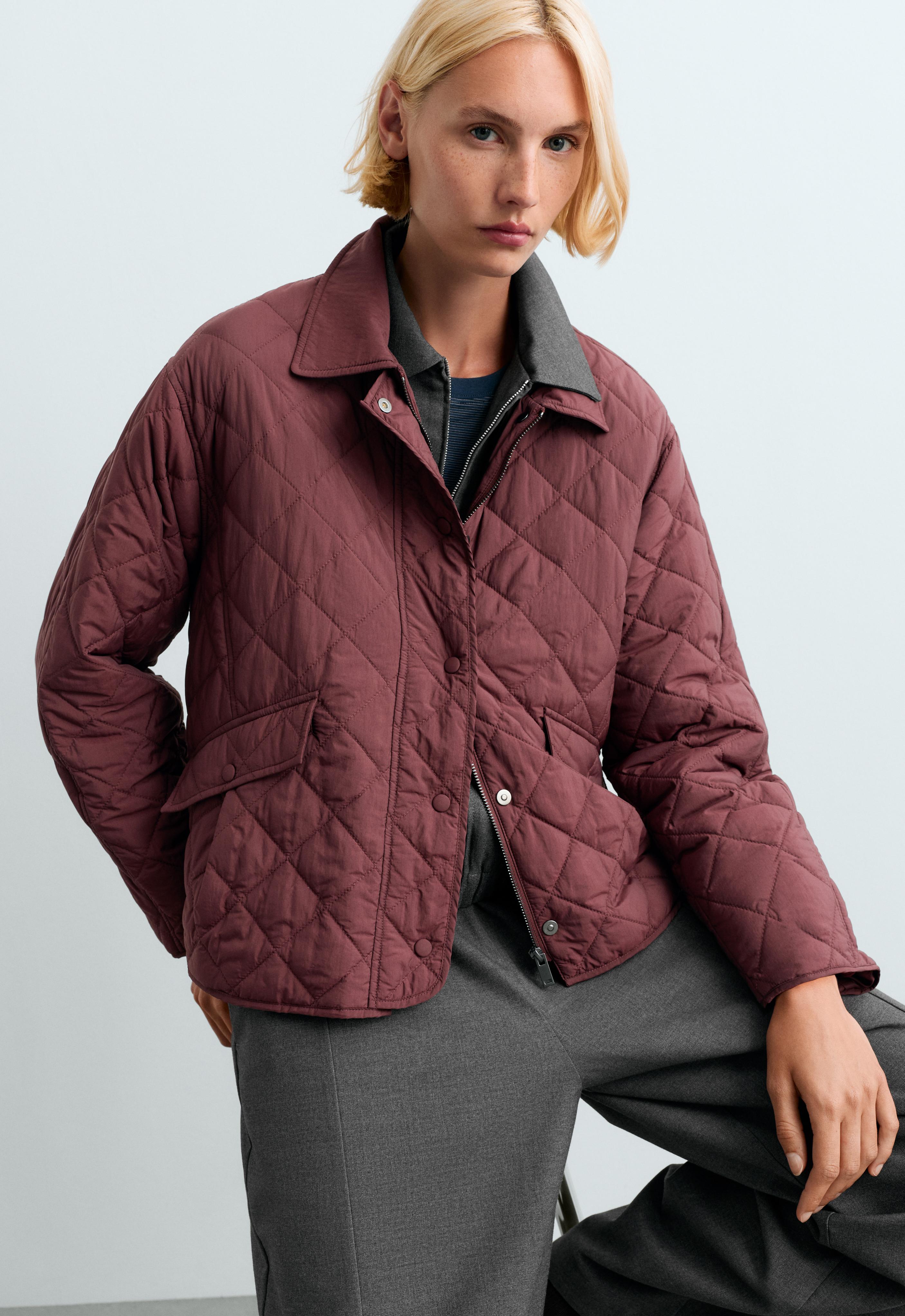FELLEX® AEROGEL midi boxy padded jacket — BURGUNDY