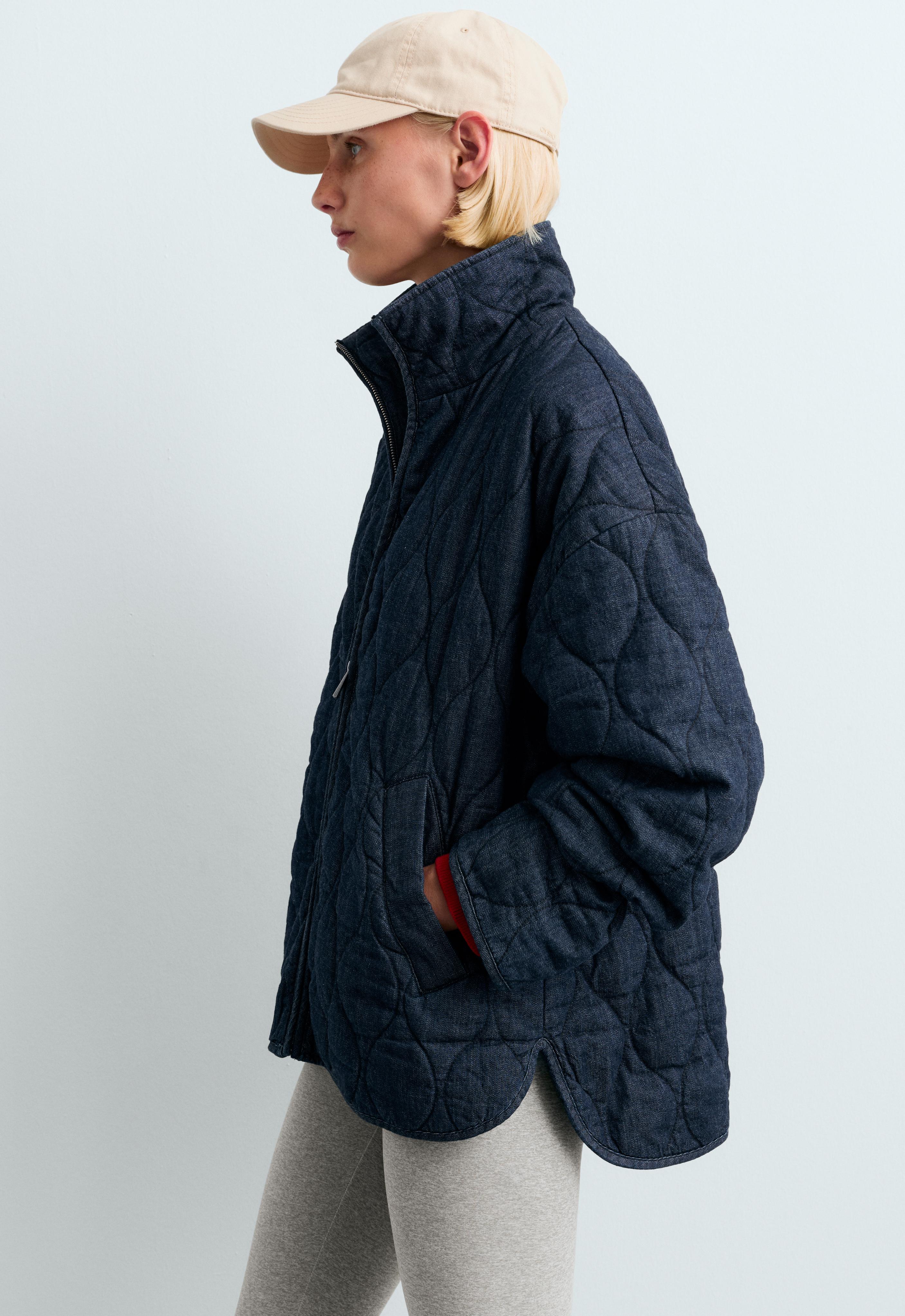 FELLEX® AEROGEL denim-effect boxy padded jacket — MID DENIM
