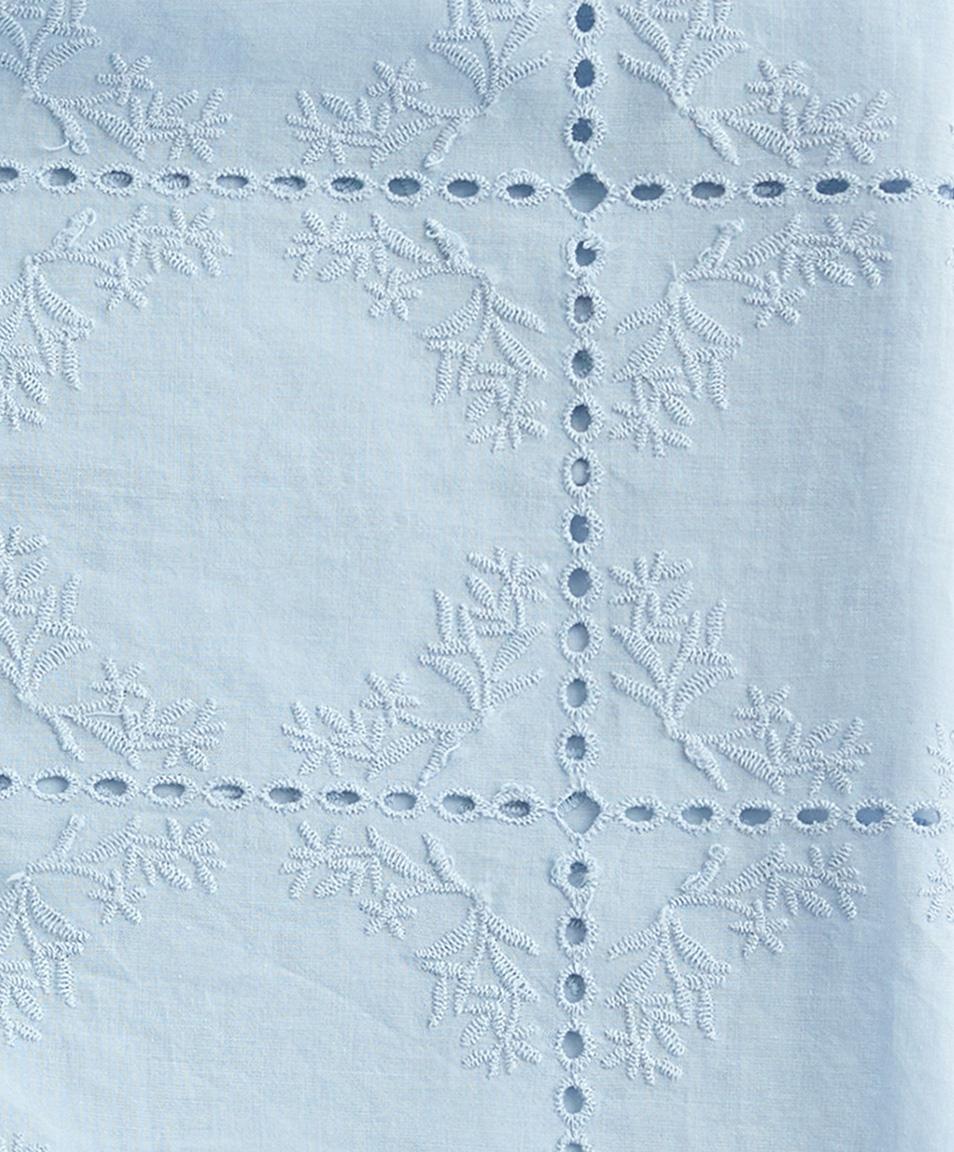 Embroidered 100% cotton scarf — PALE BLUE