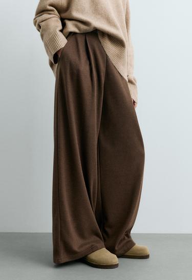 Cocoon herringbone pleat trousers — BROWN 3