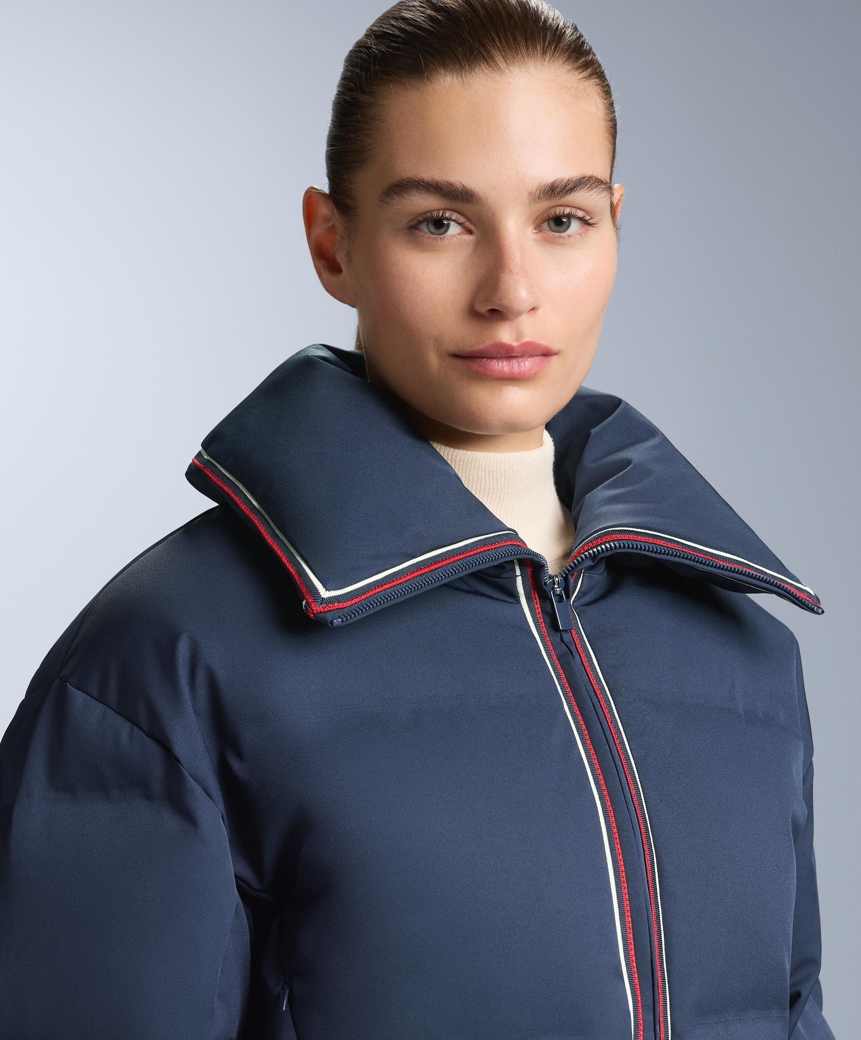 MINARDI PIUME SKI water-resistant retro jacket, 80% down and 20% feather — NAVY BLUE
