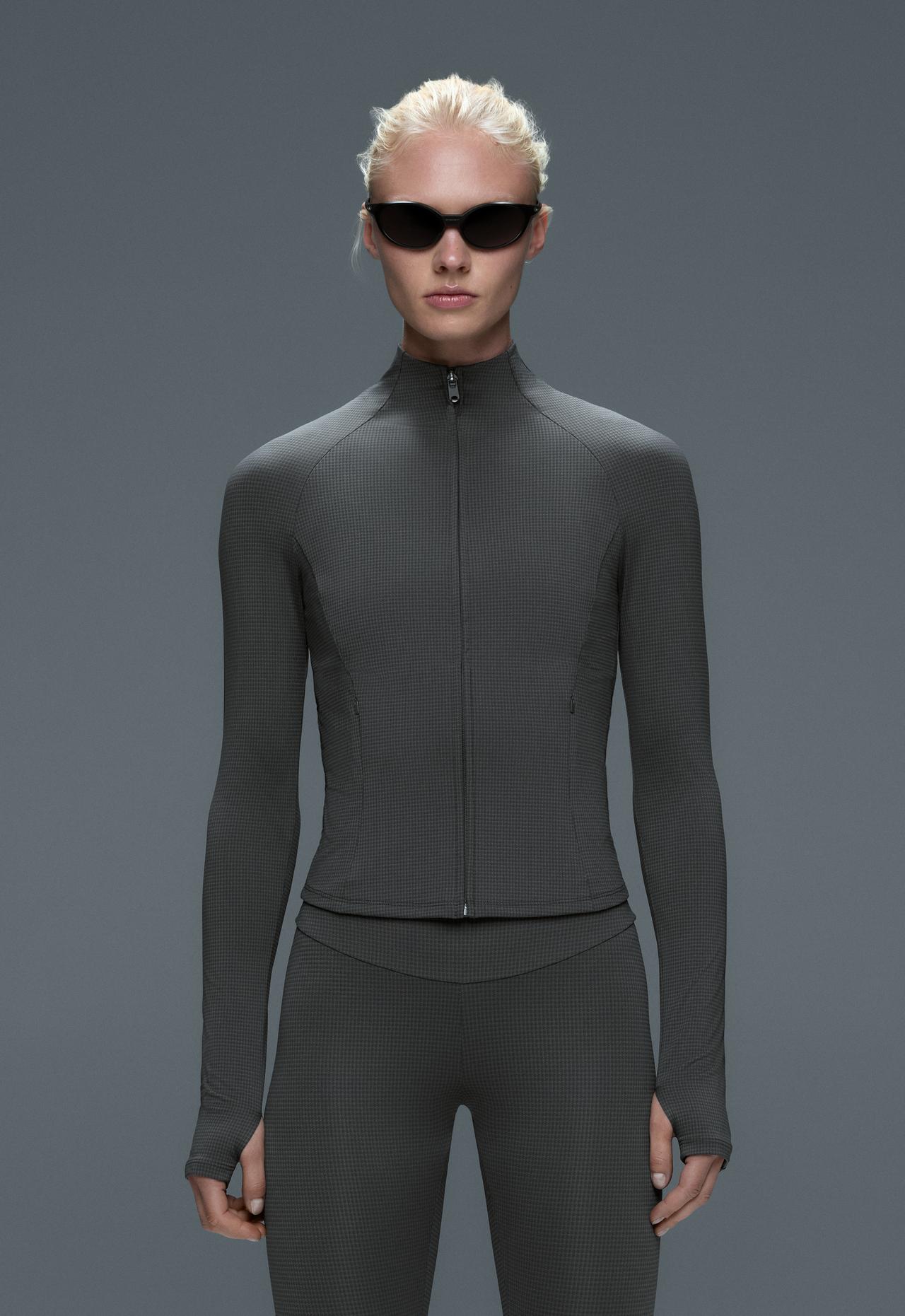Houndstooth technical jacket — ANTHRACITE