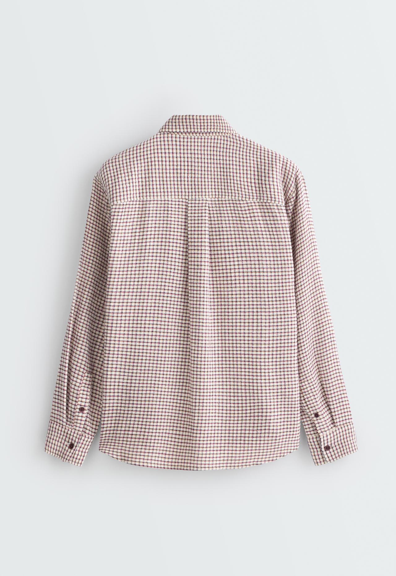 Checked cotton shirt with long sleeve — SAND