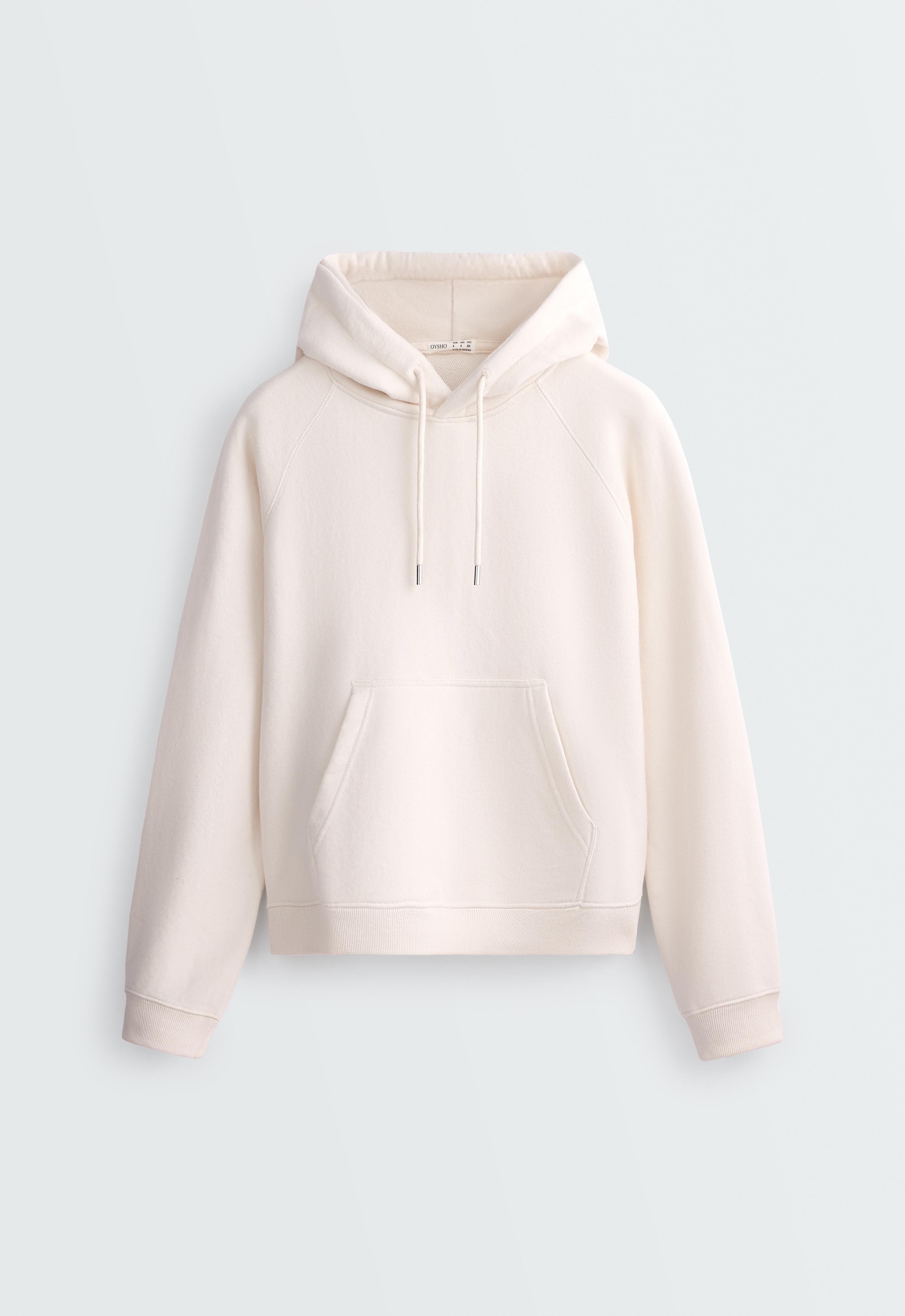 Cotton-blend fleece hoodie — PALE ECRU