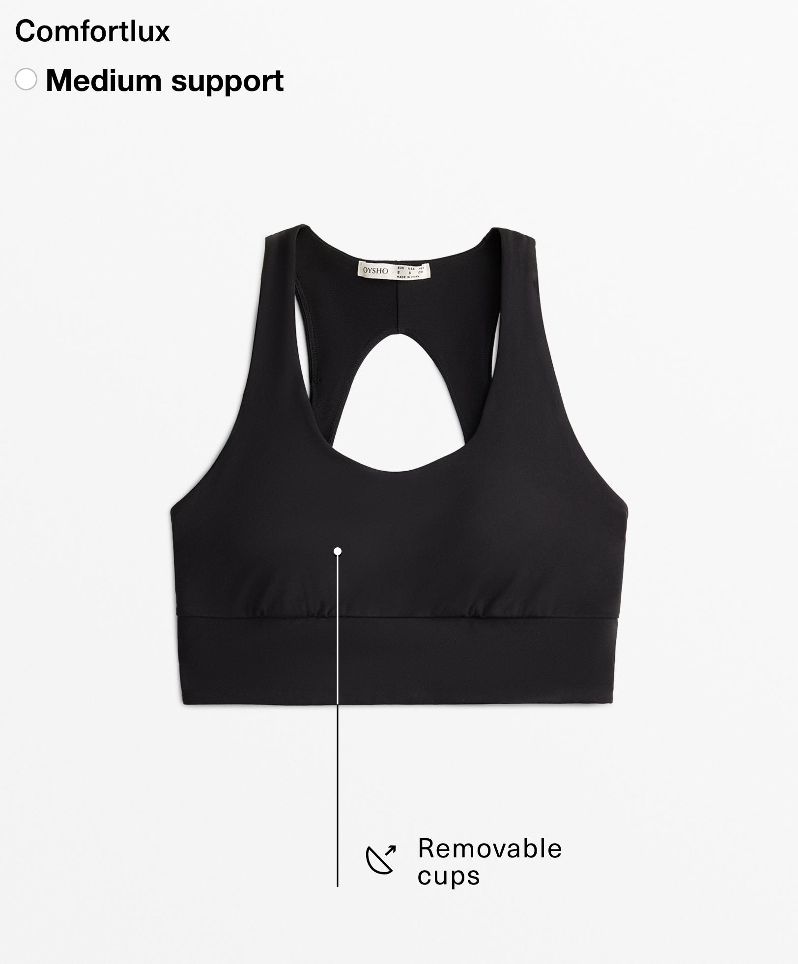 Medium-support Comfortlux back sports bra with cups