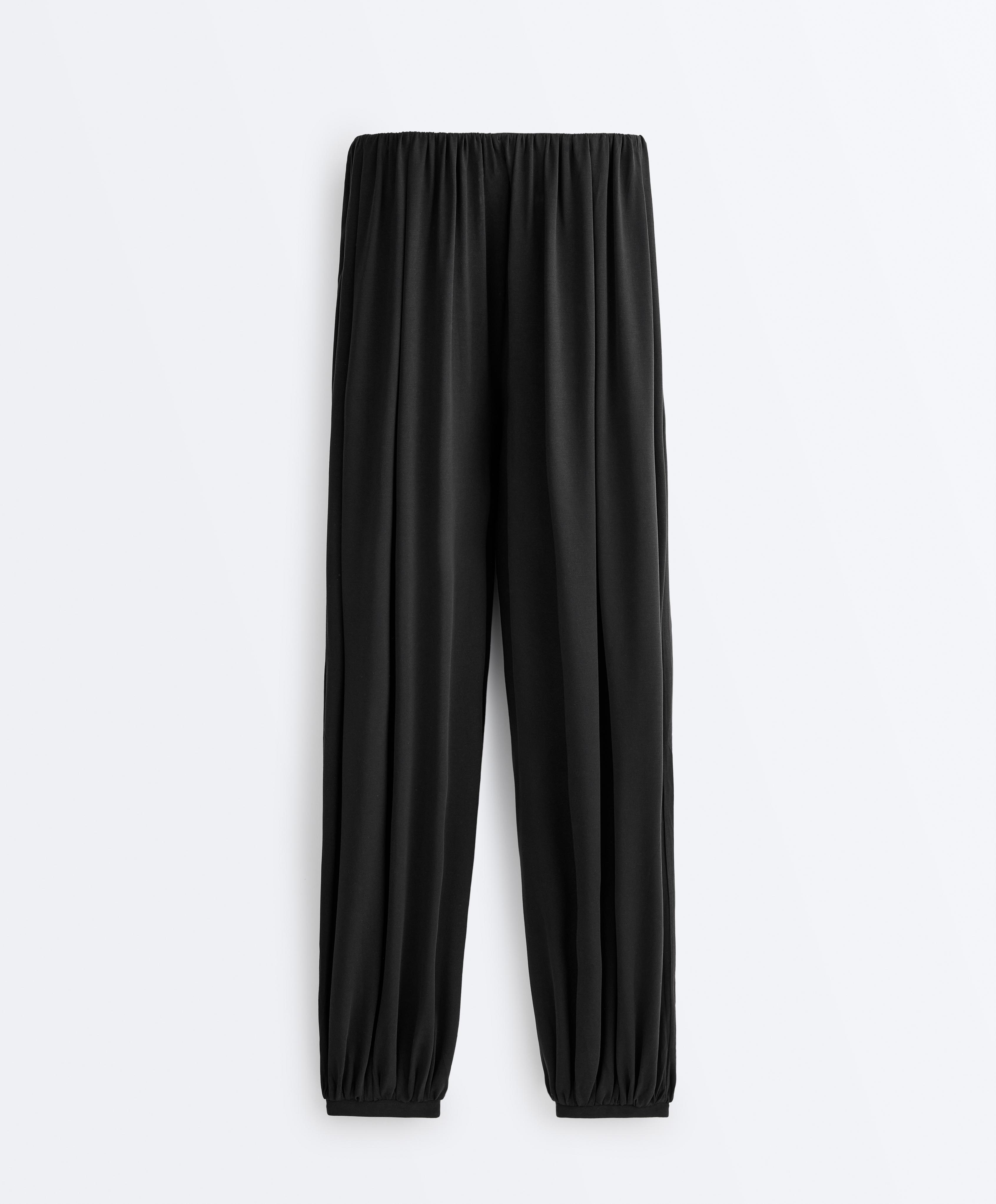 Modal blend Balloon trousers — BLACK