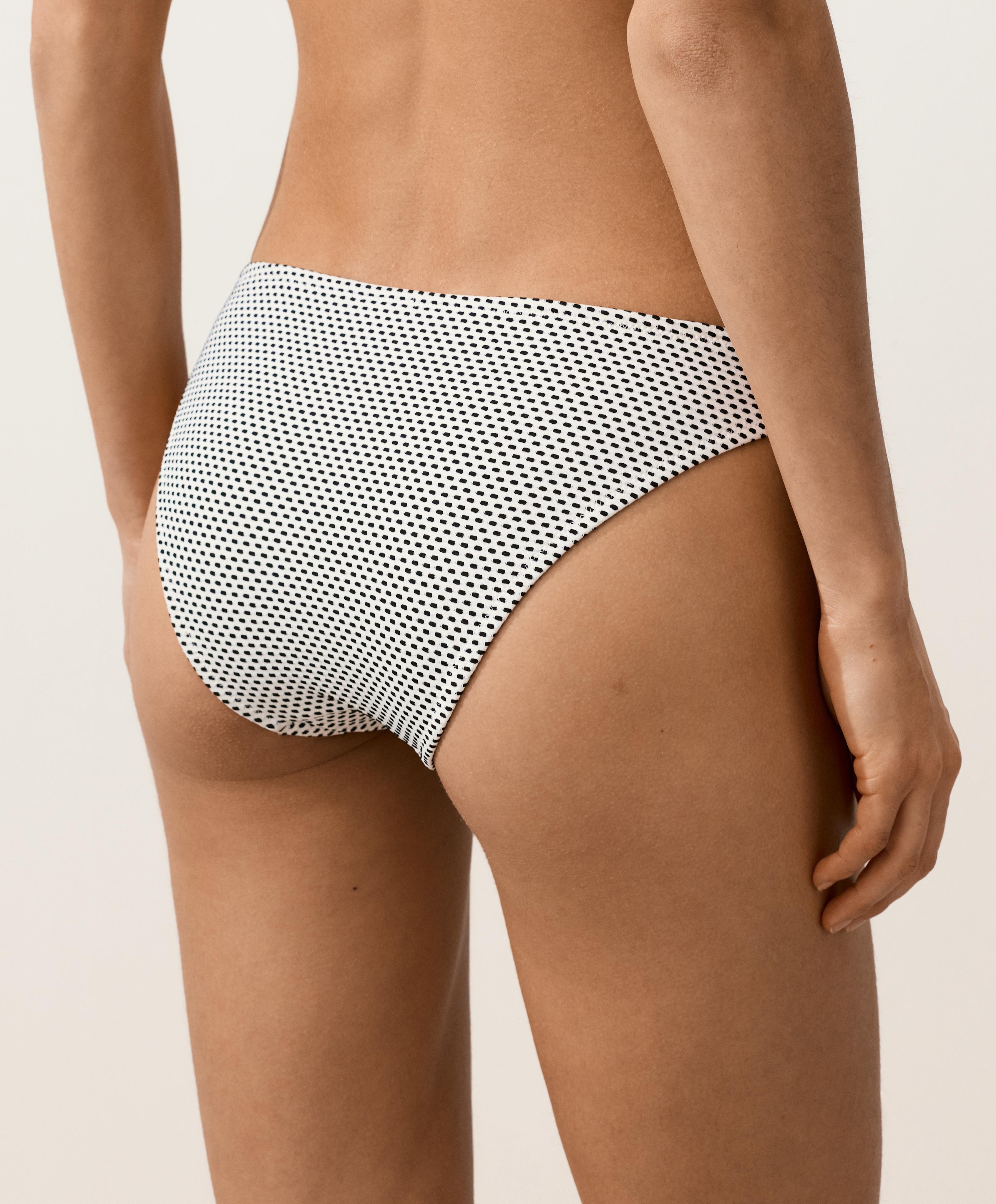 Jacquard polka dot classic bikini briefs — PALE ECRU