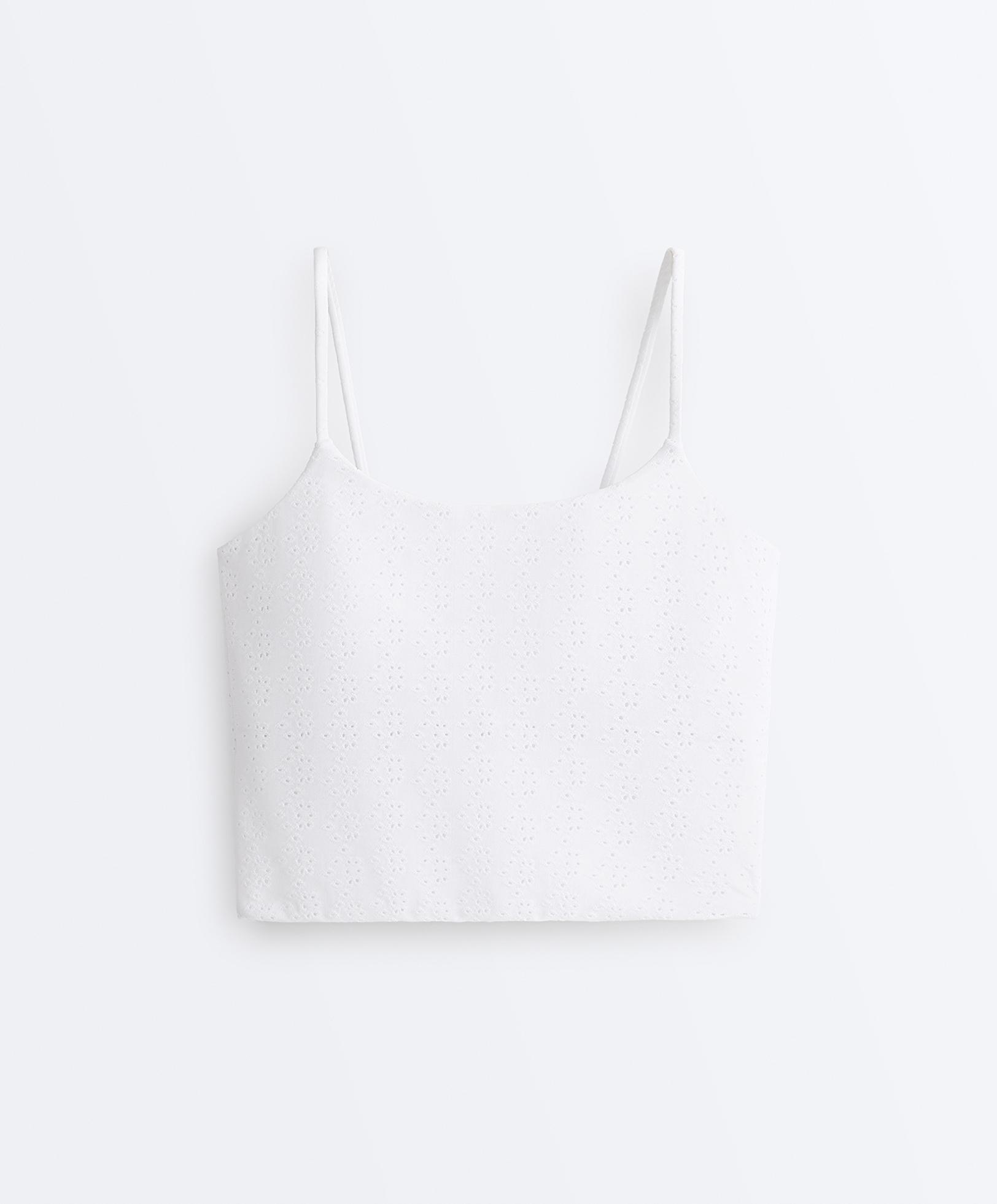 Comfortlux embroidered tank top — WHITE