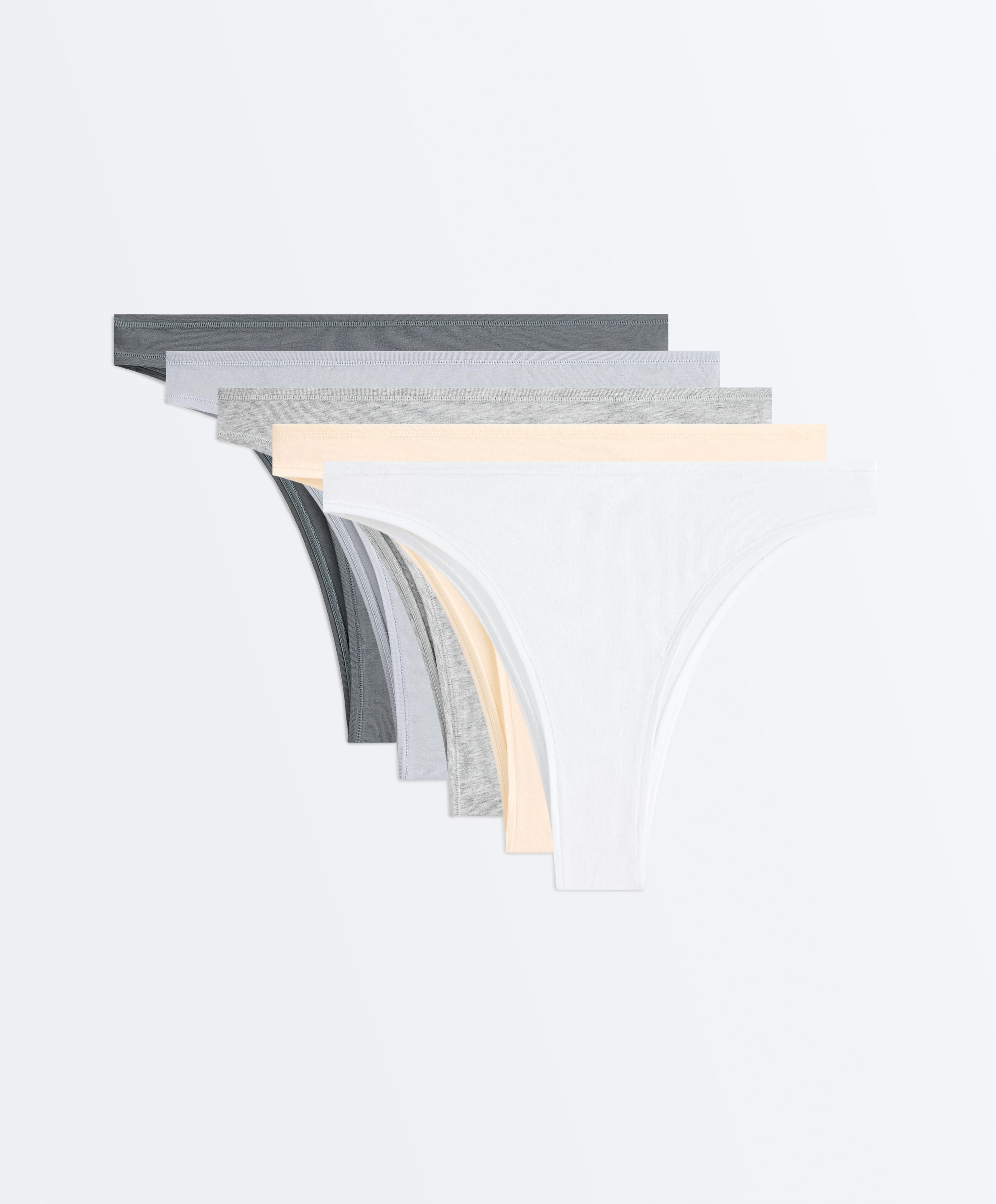 5 cotton blend Brazilian briefs — VANILLA