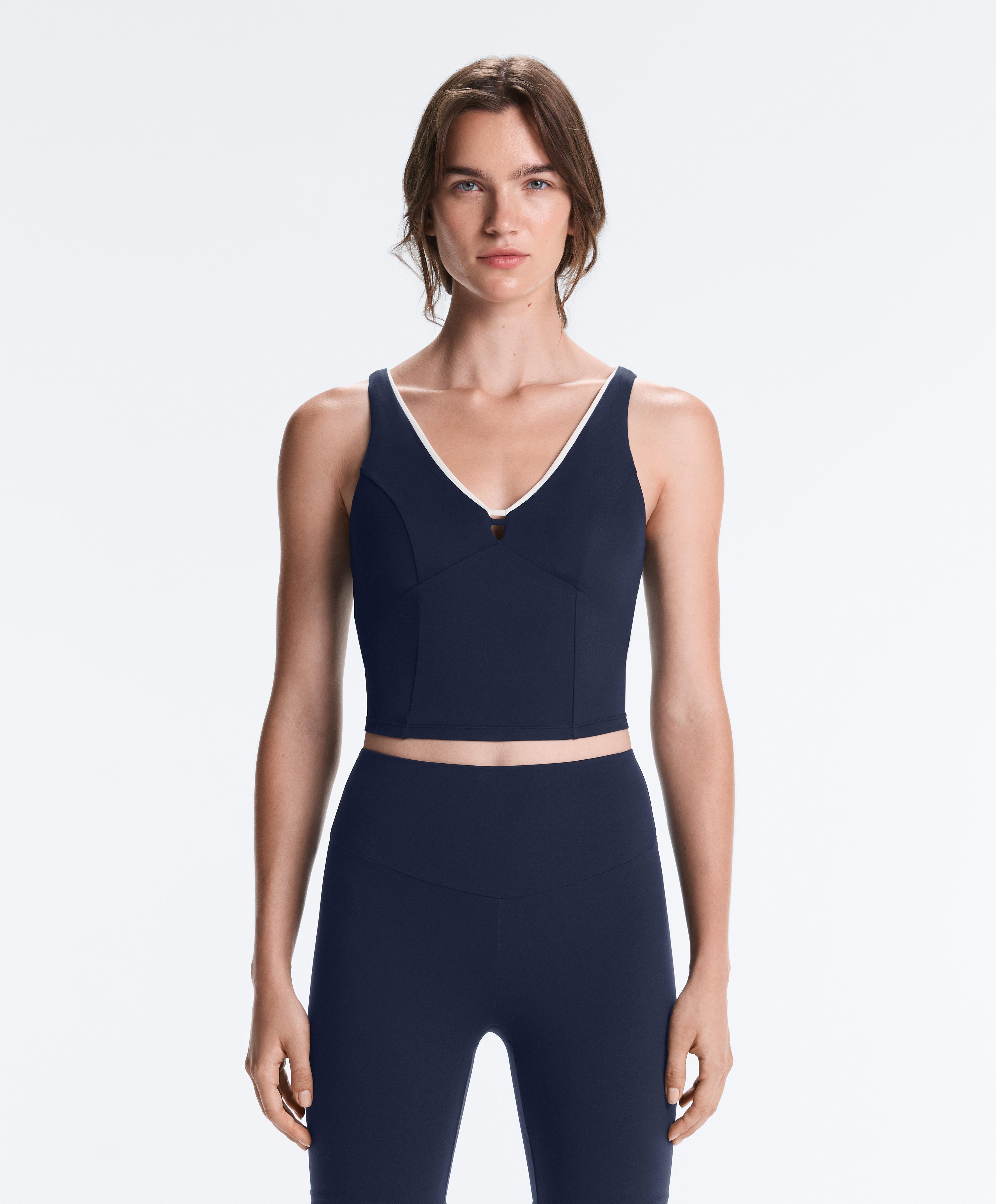 Comfortlux V-neck strappy tank top — NAVY BLUE