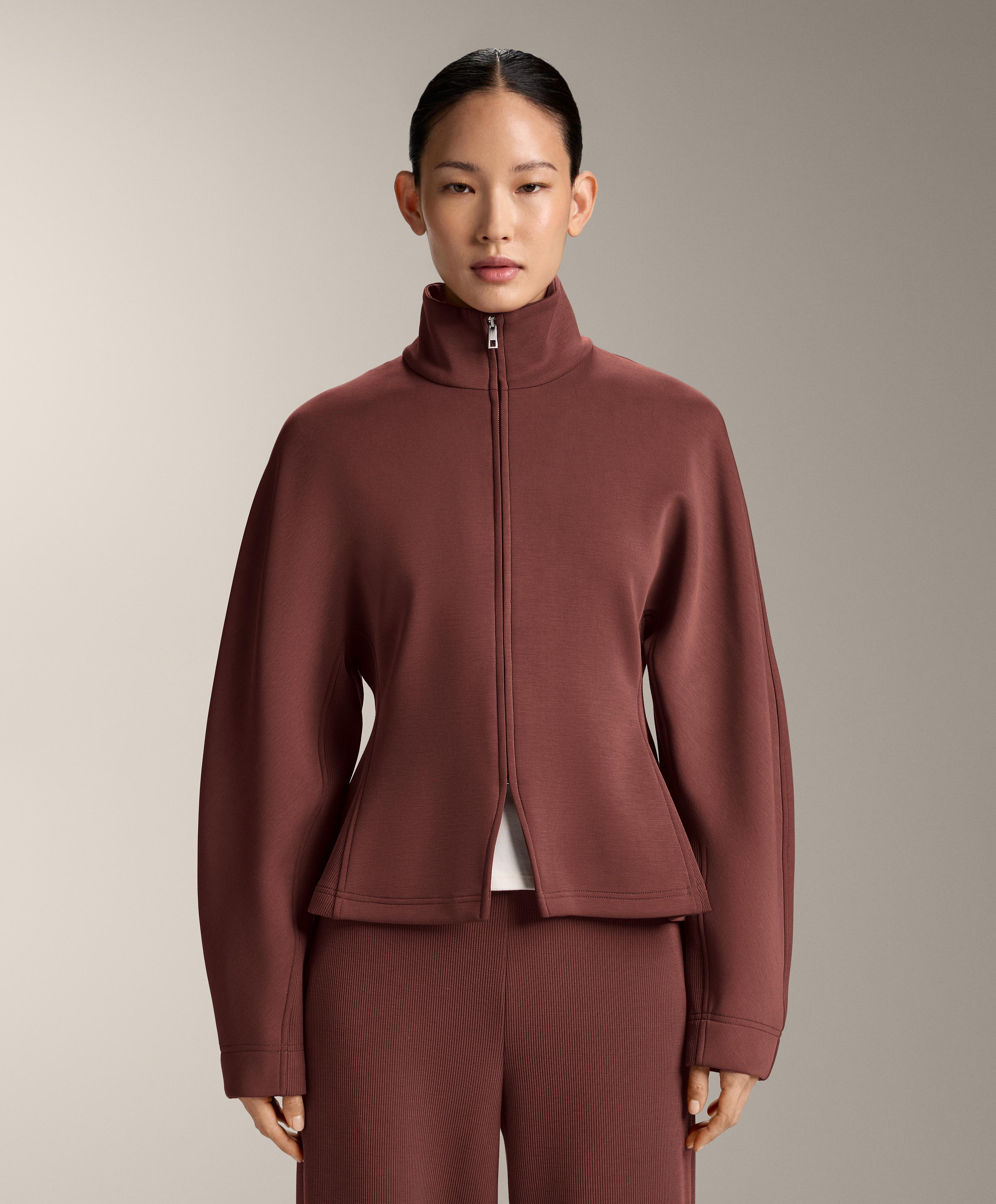 Fitted waist jacket with brushed modal — MAHOGANY