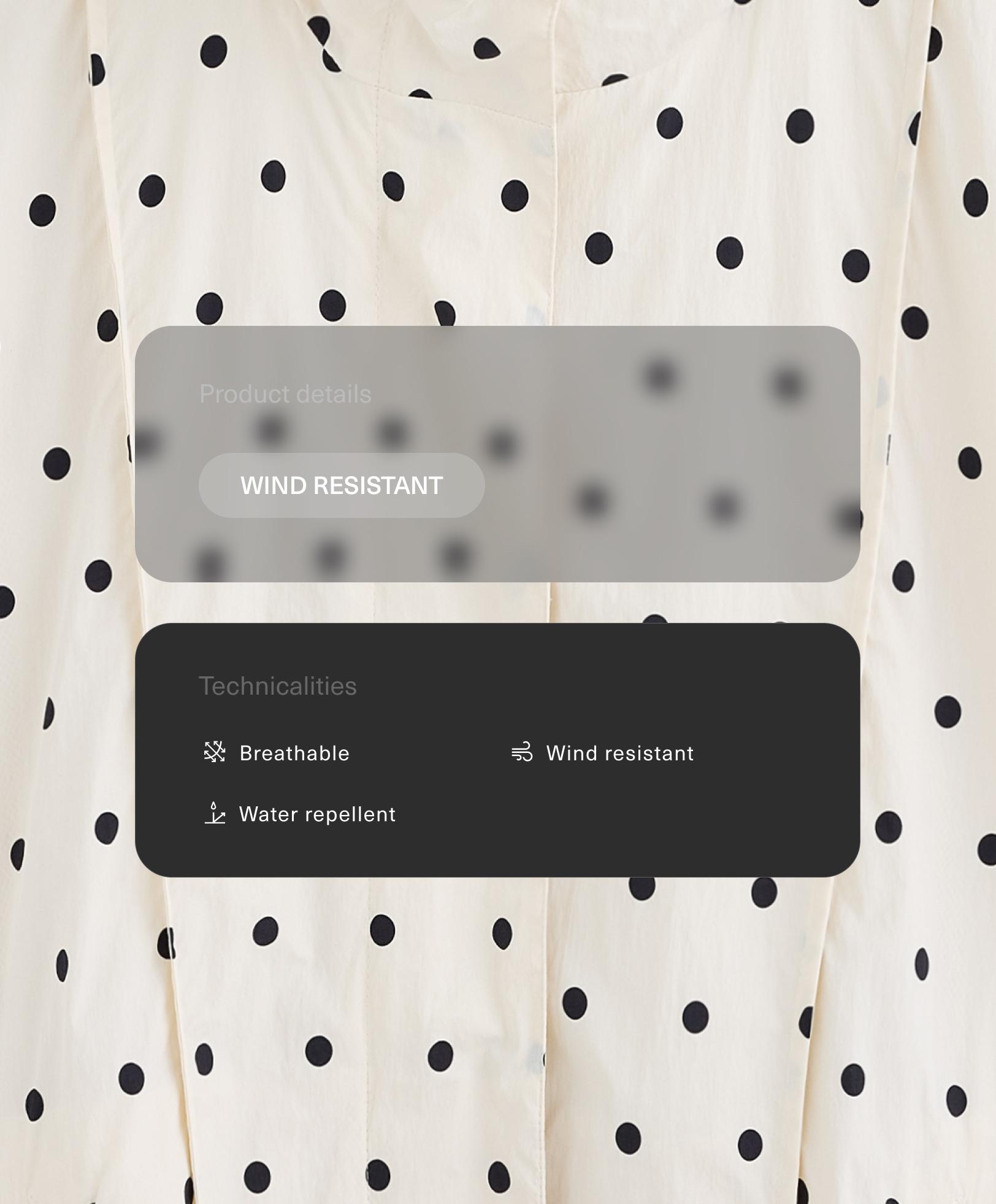 Long water-repellent polka dot jacket