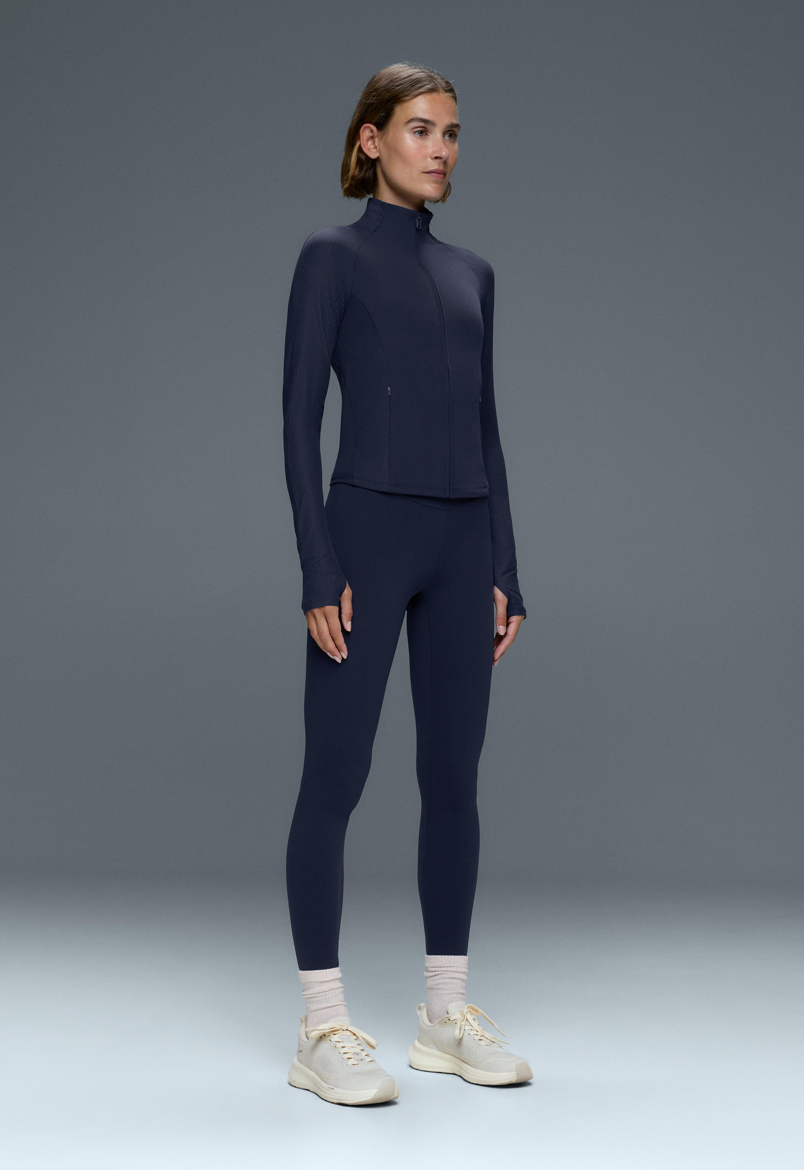 Light warm rib technical jacket — NAVY BLUE