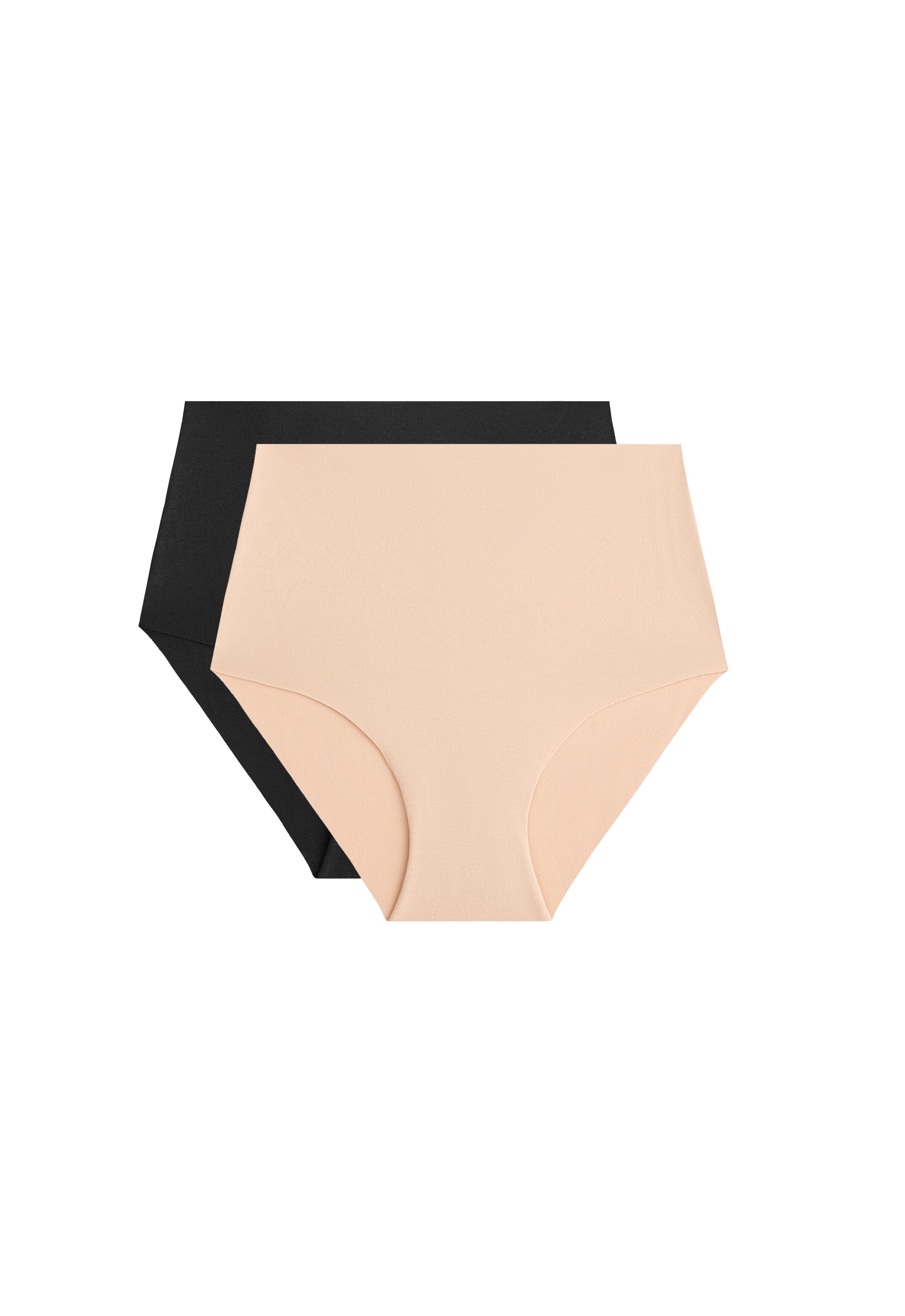 2 invisible cotton blend mid-rise classic briefs — BEIGE