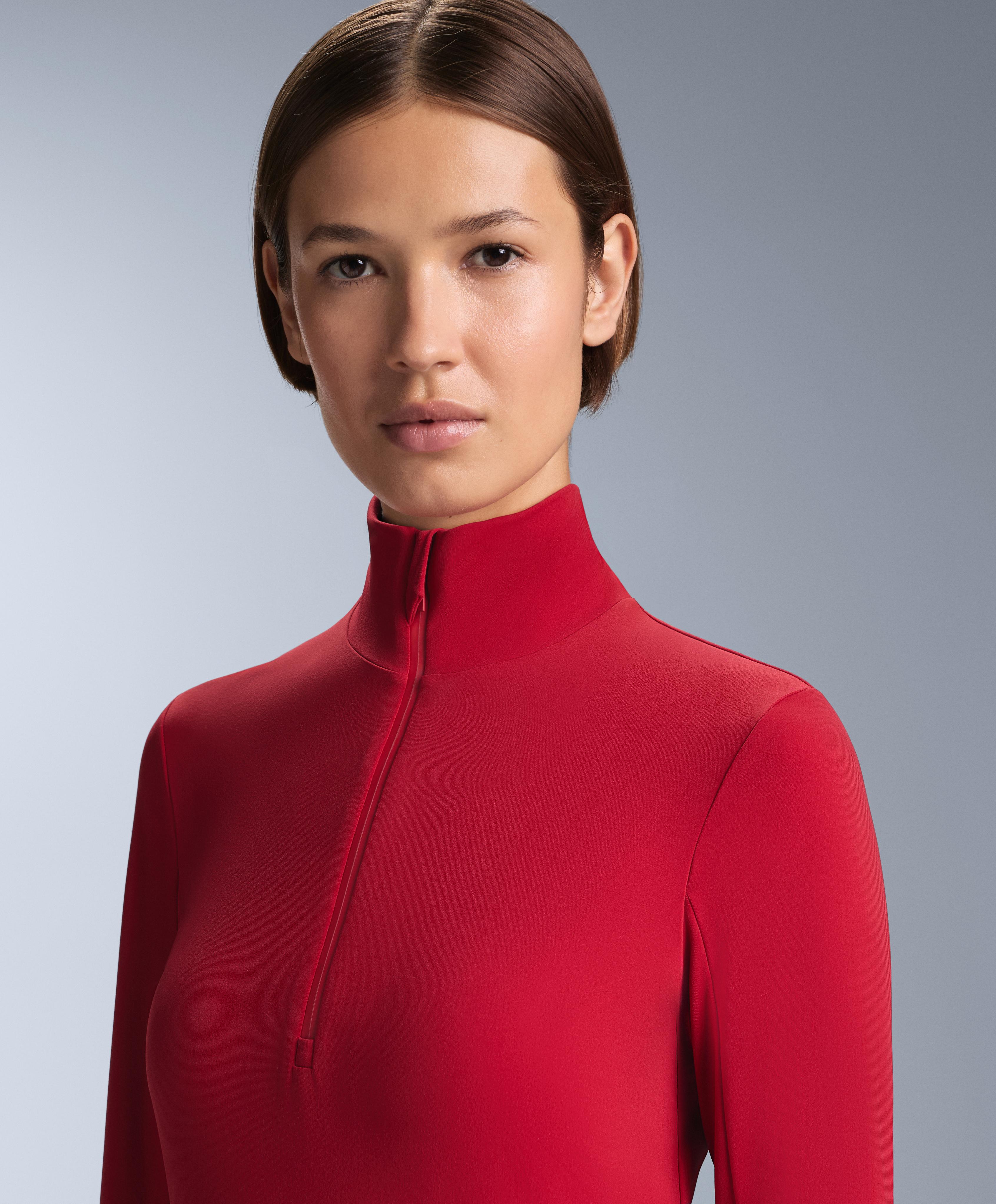 Thermal base layer half-zip top — RED