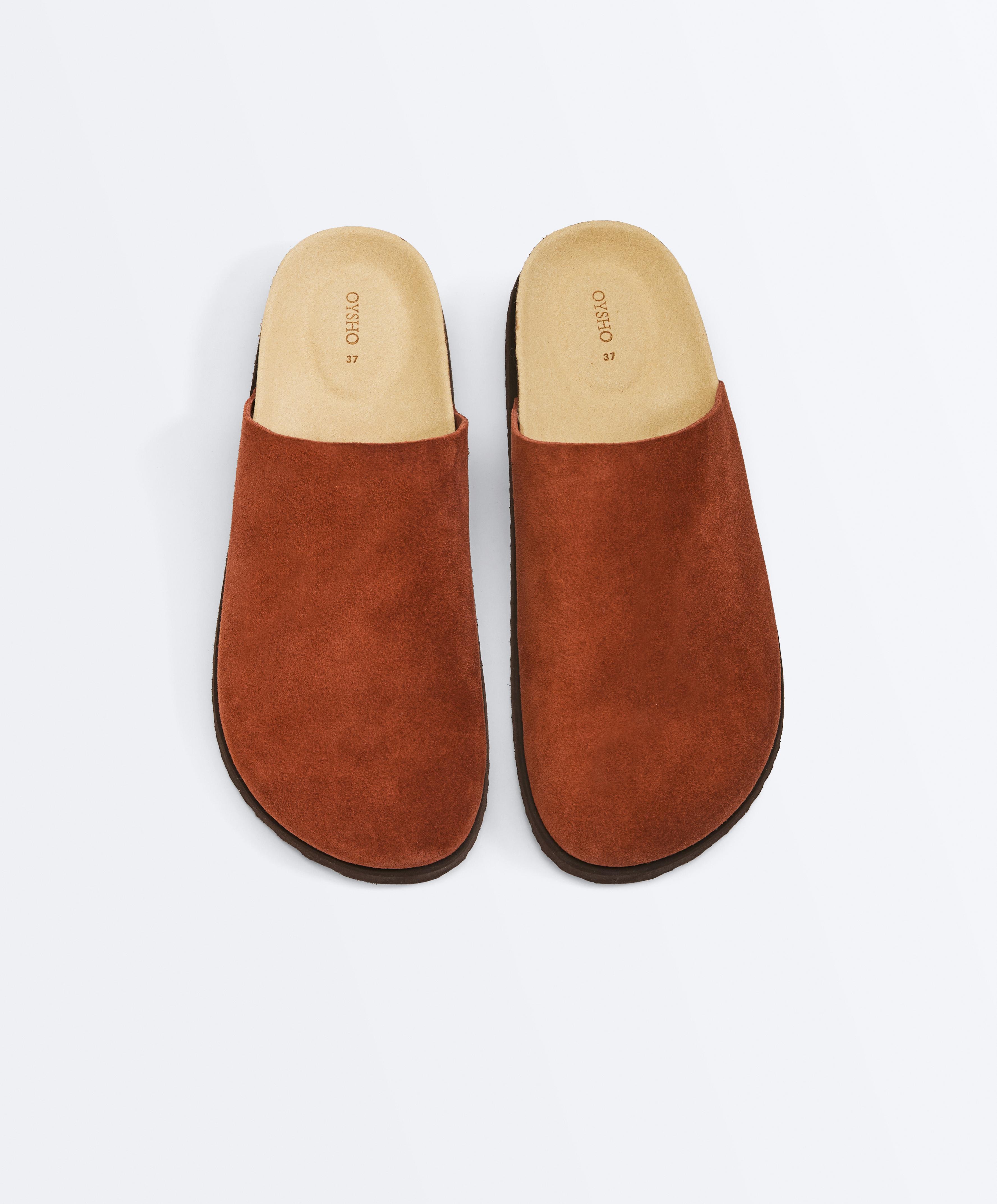 Split leather mules — BURNT ORANGE