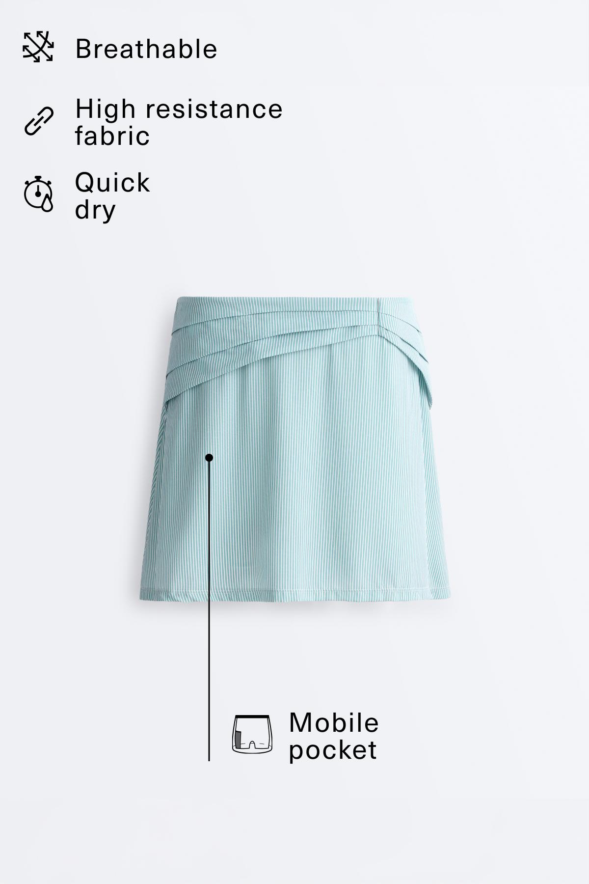High-waisted striped gathered skirt — PALE ECRU