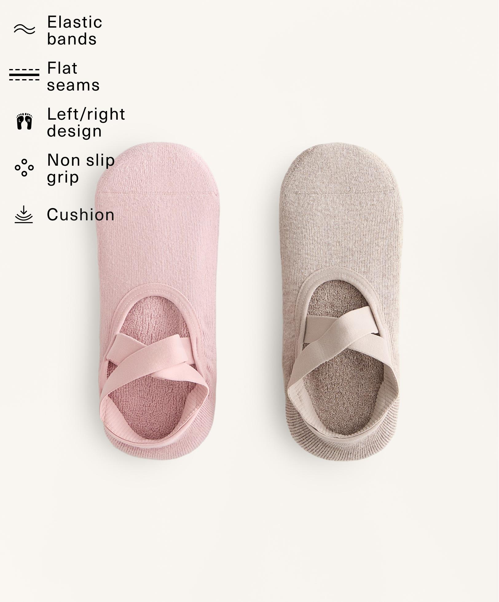 Pack de 2 pares de meias acolchoadas para Yoga e Pilates em mistura de algodão com tiras cruzadas