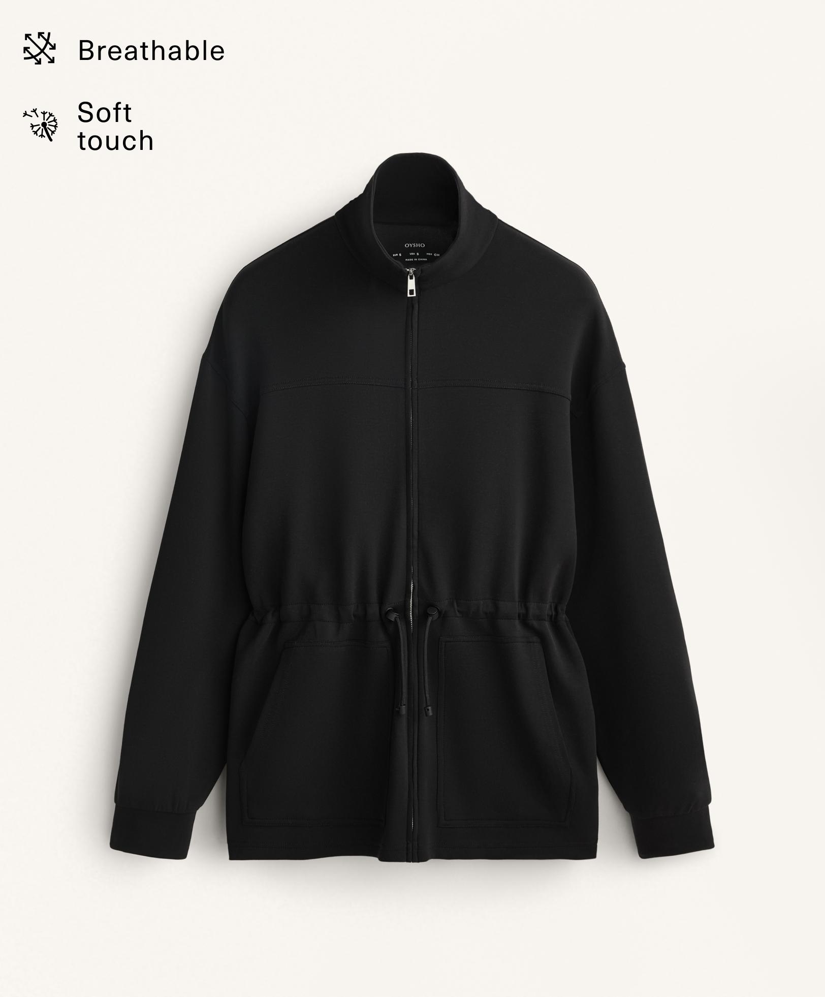 Long jacket with soft-touch modal and pockets