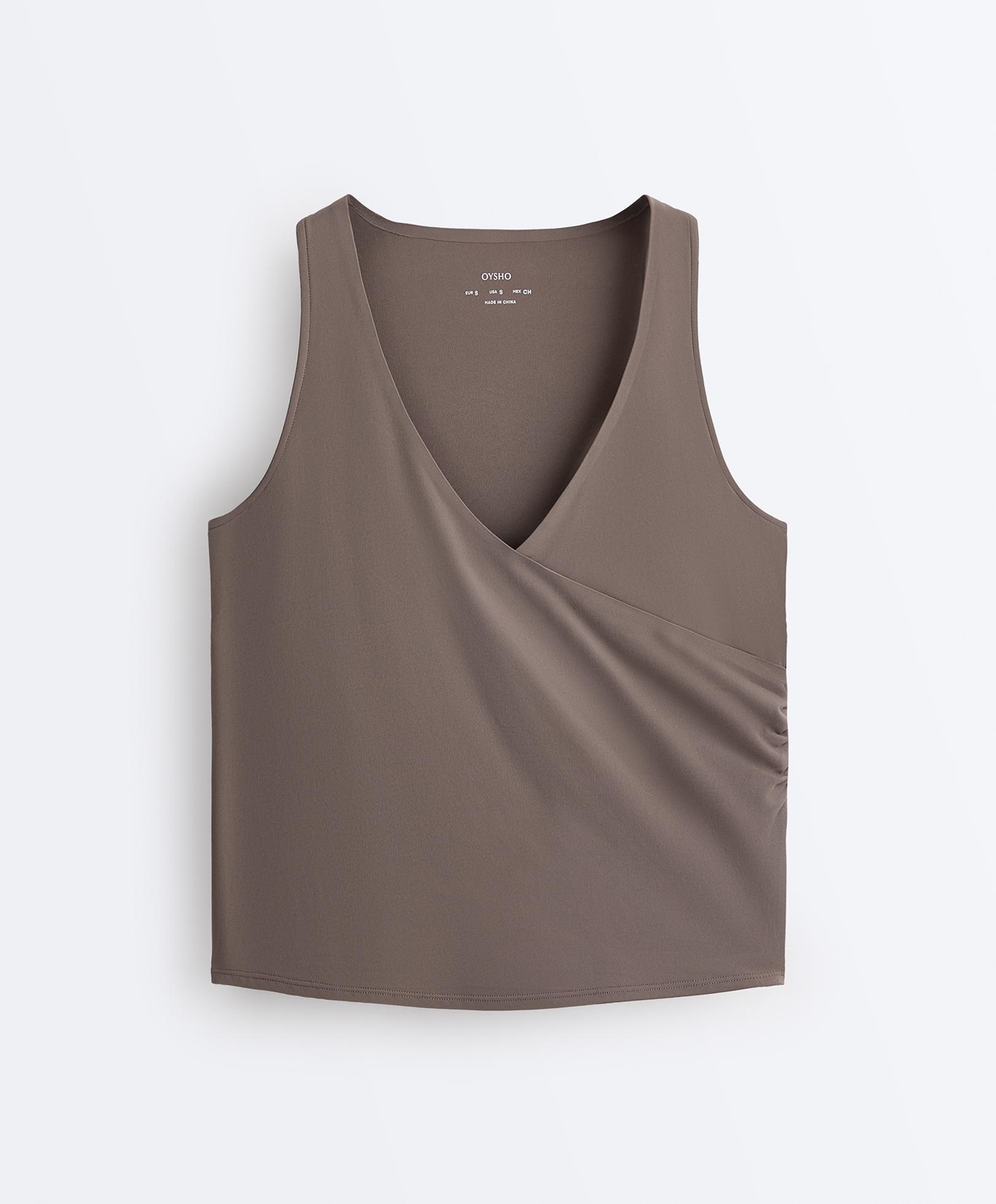 Cross-over sleeveless Comfortlux T-shirt — TAUPE-GREY