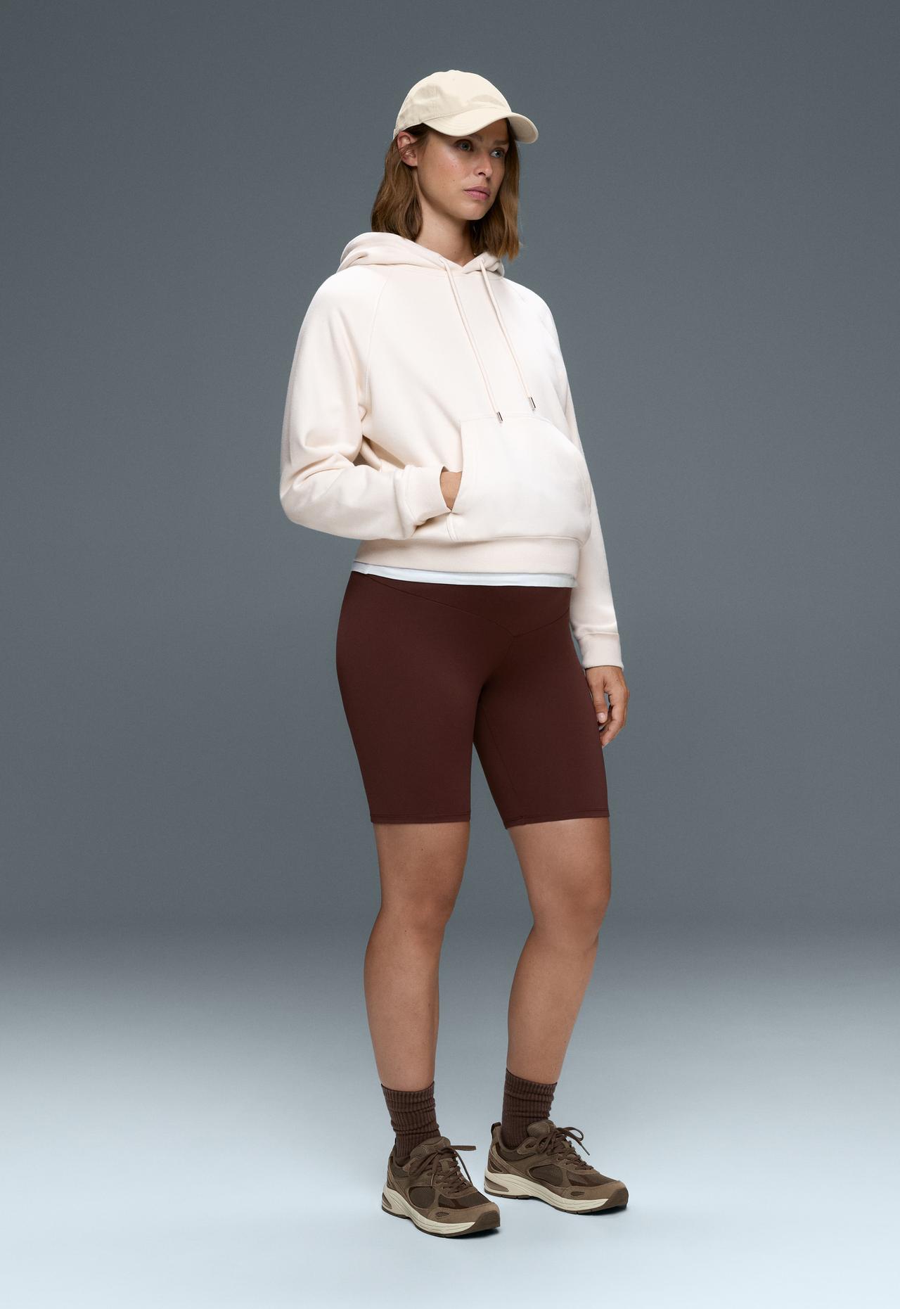 Maternity Comfortlux 20cm biker leggings — CHOCOLATE