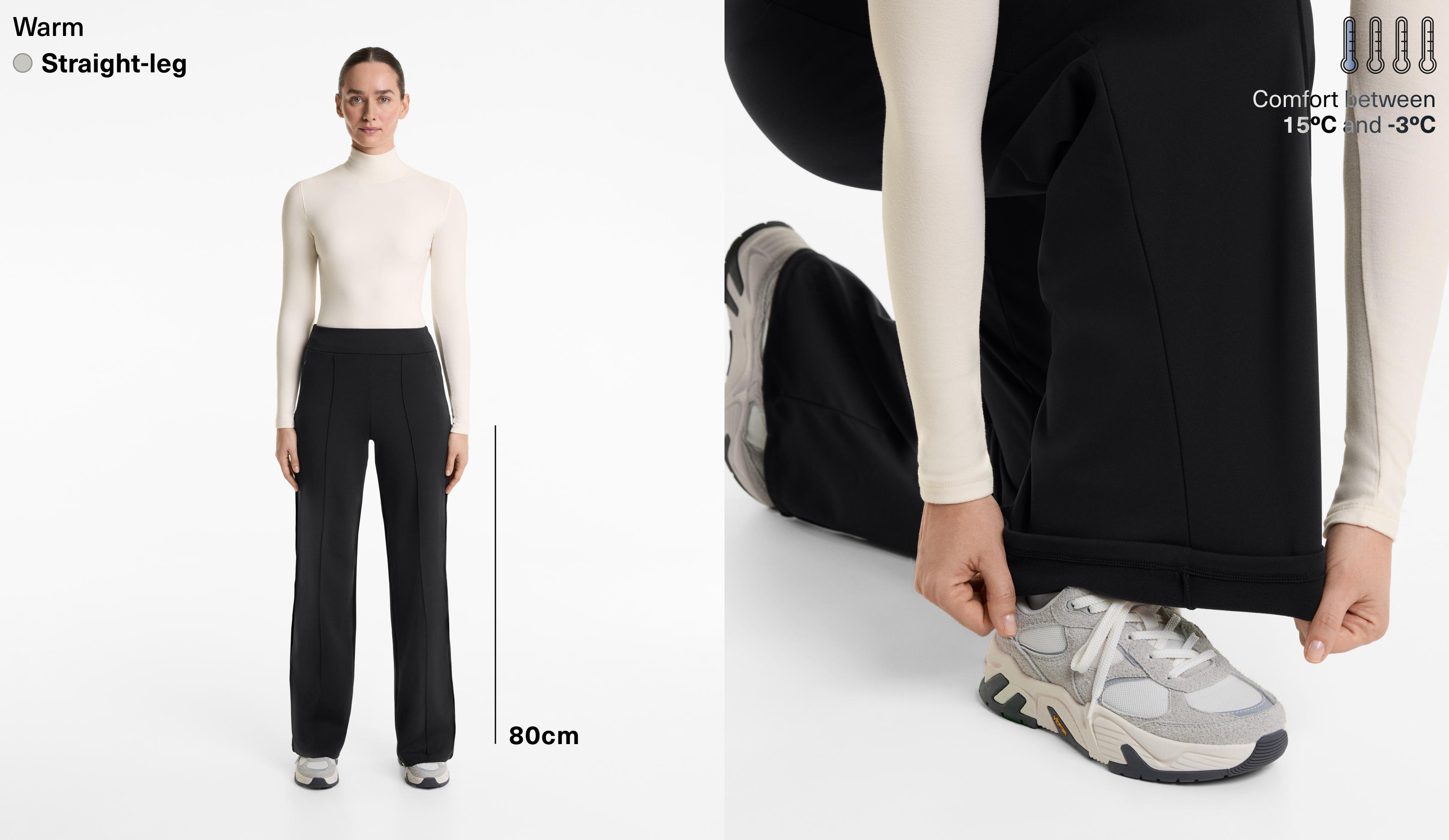 High-rise warm straight-leg trousers with crease - Sniženja