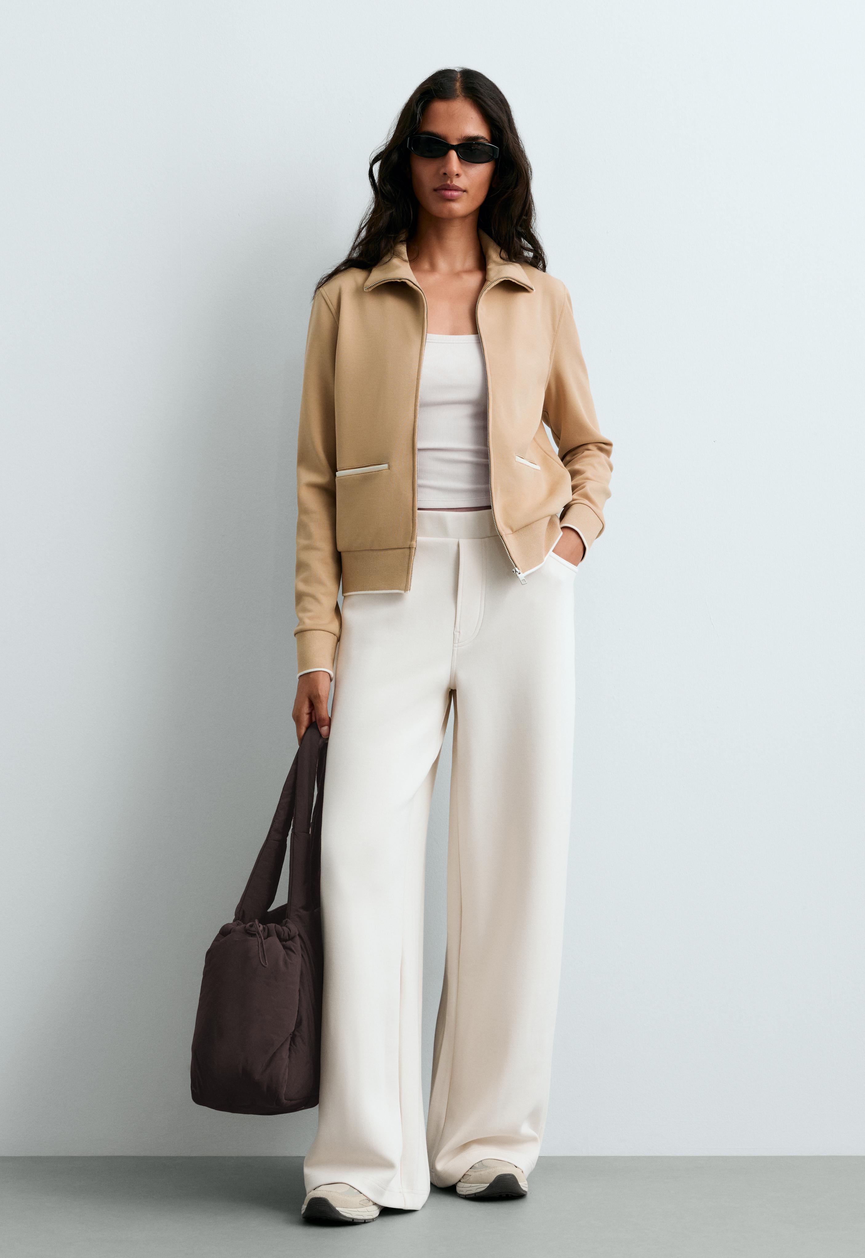 Cotton piqué jacket with piping