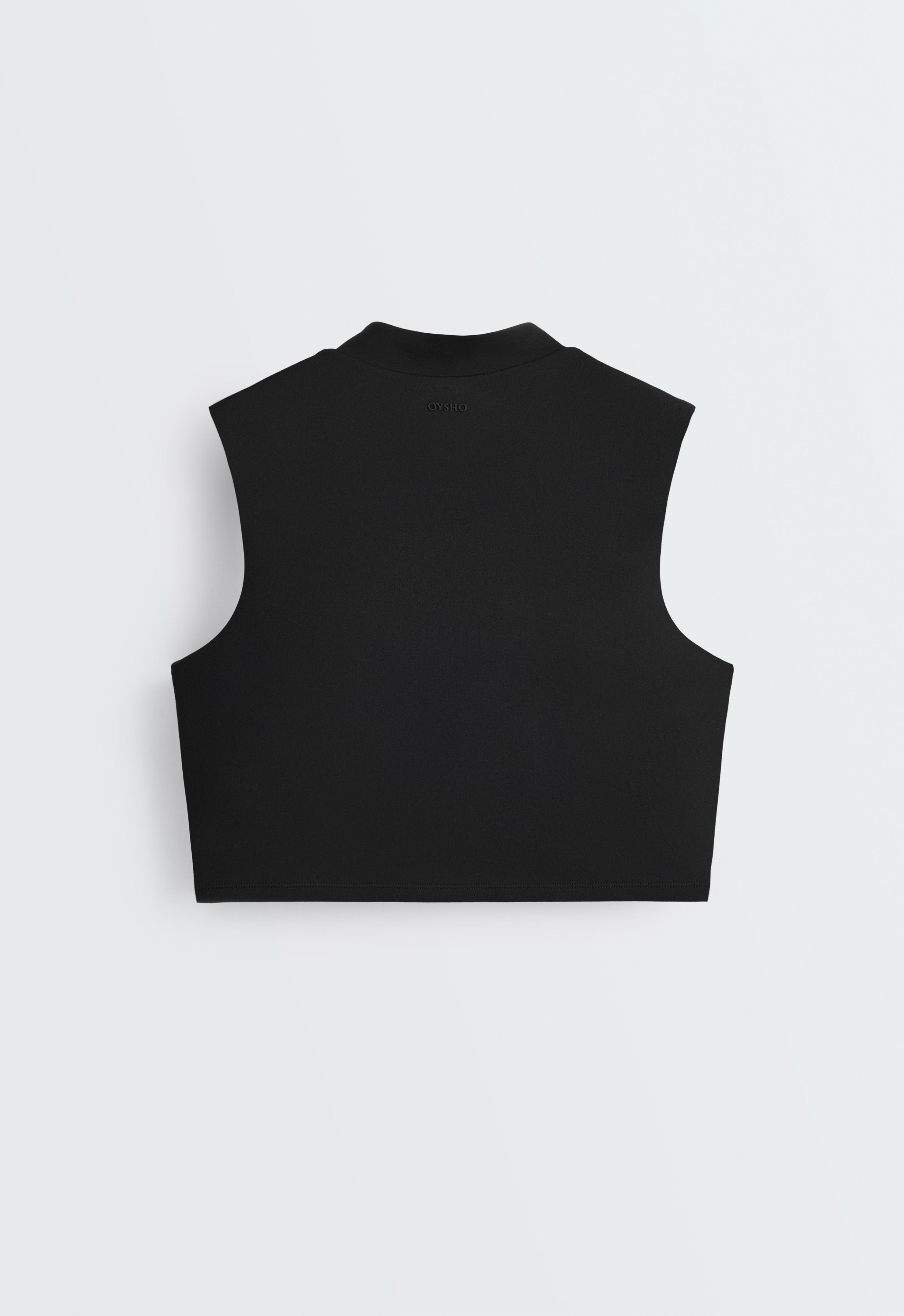 Comfortlux Mandarin collar tank top — BLACK