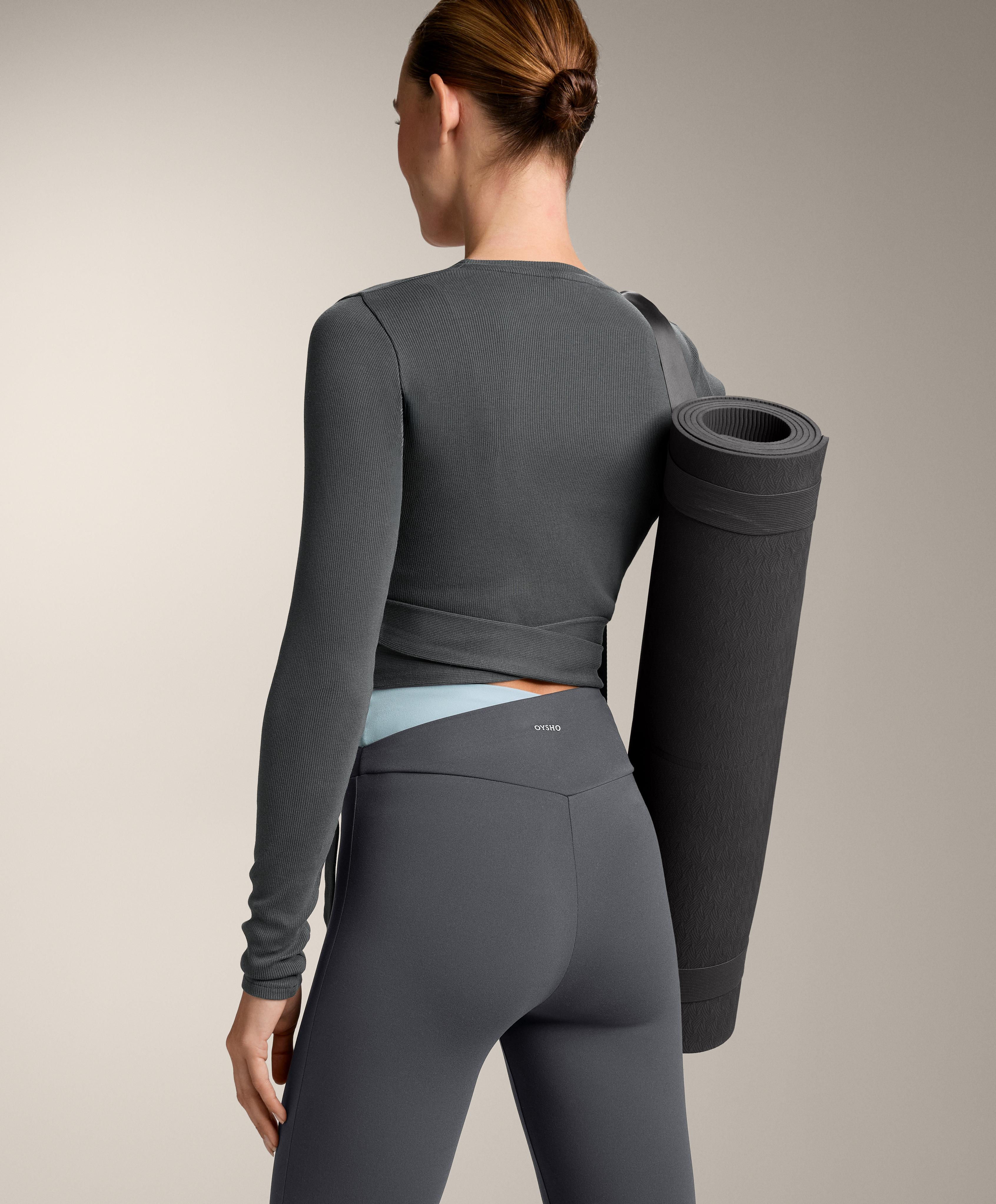 Rib cotton blend wrap T-shirt — ASPHALT
